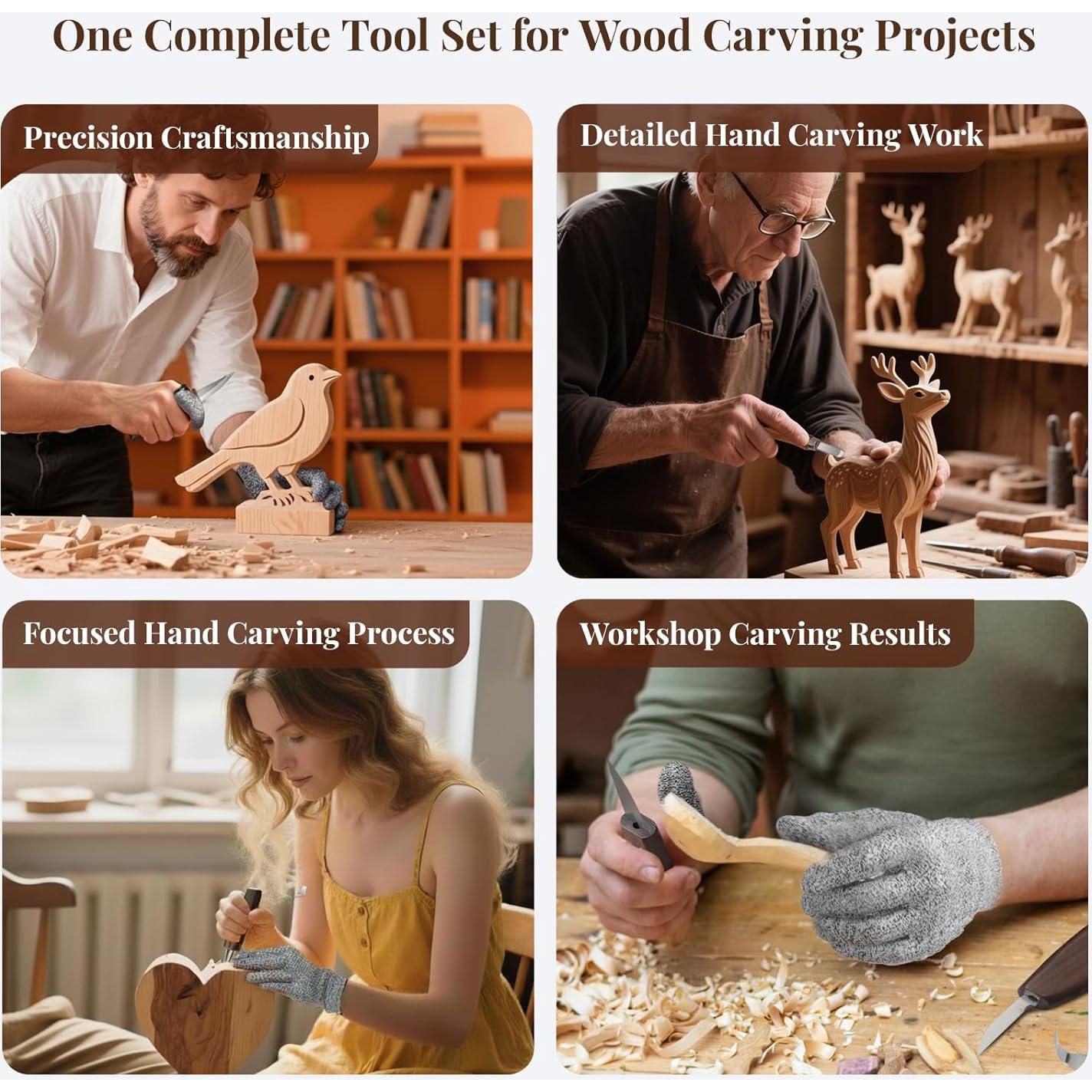 Kit de Tallado en Madera COZYGIFT 31 Piezas con Bloques