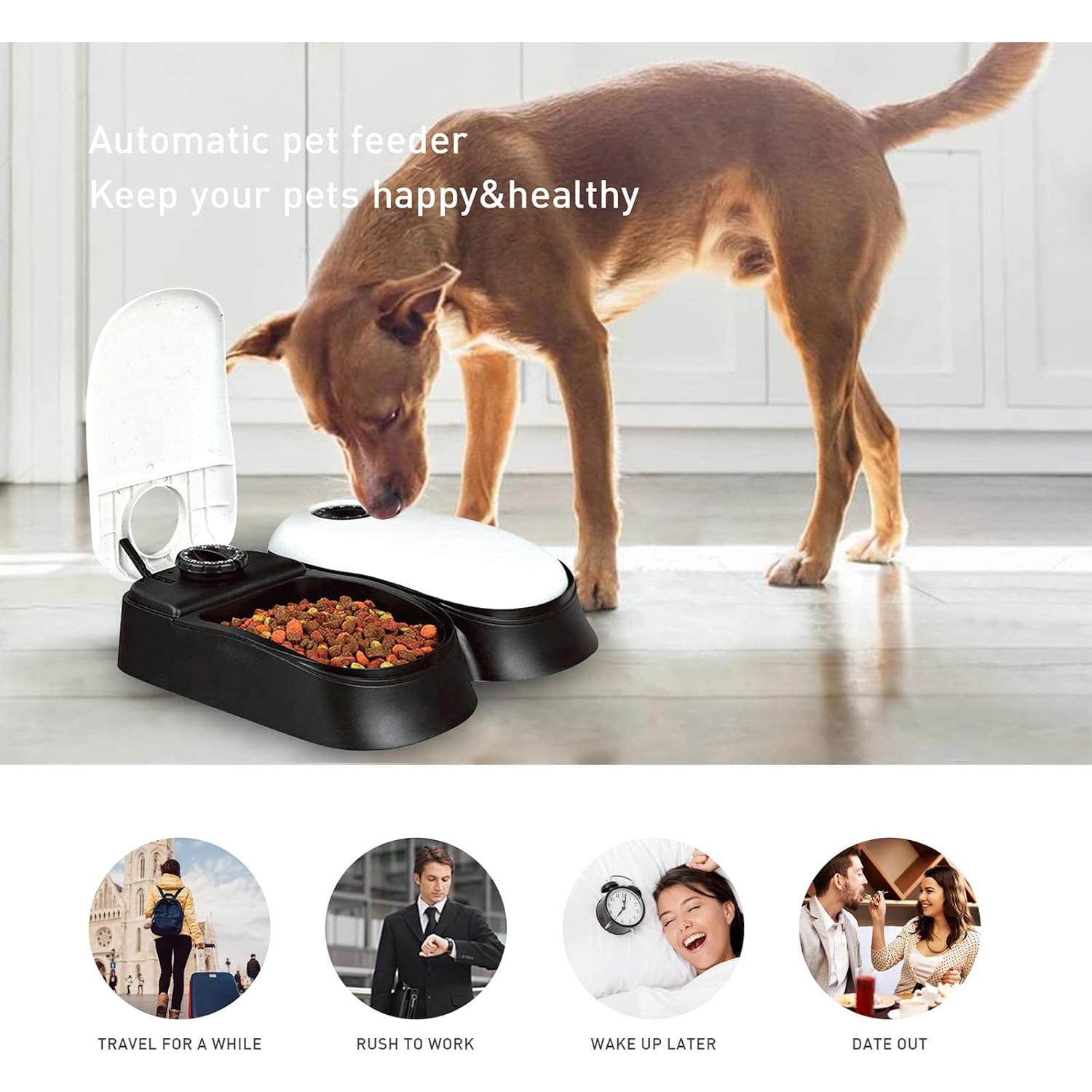 Dispensador Automático de Comida Foern para Gatos y Perros 2 Tazones