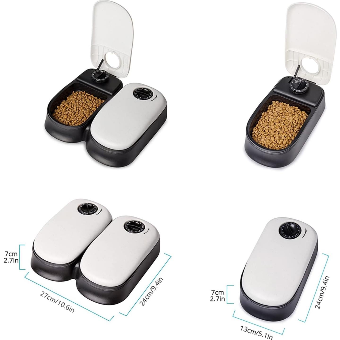 Dispensador Automático de Comida Foern para Gatos y Perros 2 Tazones