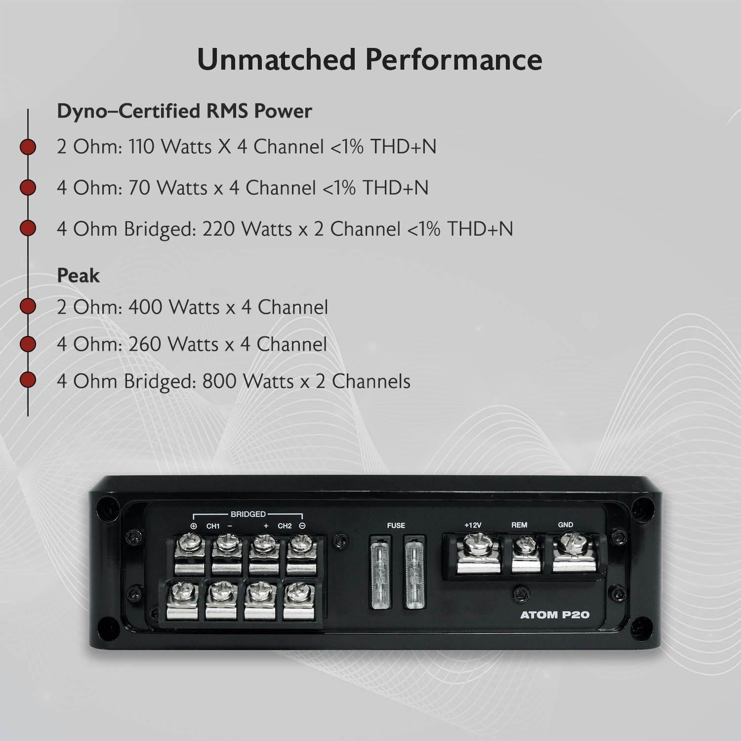 Amplificador Marino Rockville ATOM P20 440W 4 Canales Bluetooth