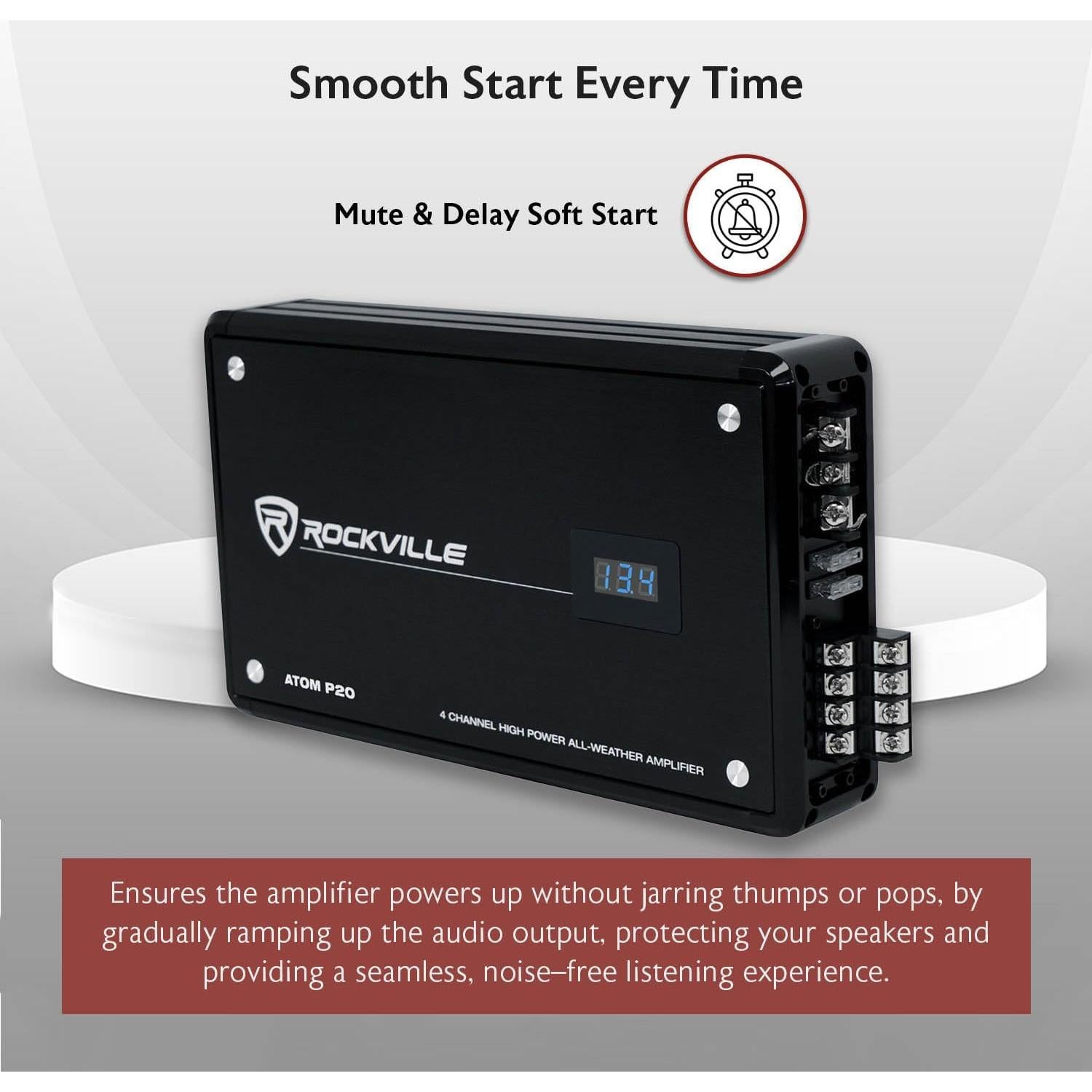 Amplificador Marino Rockville ATOM P20 440W 4 Canales Bluetooth