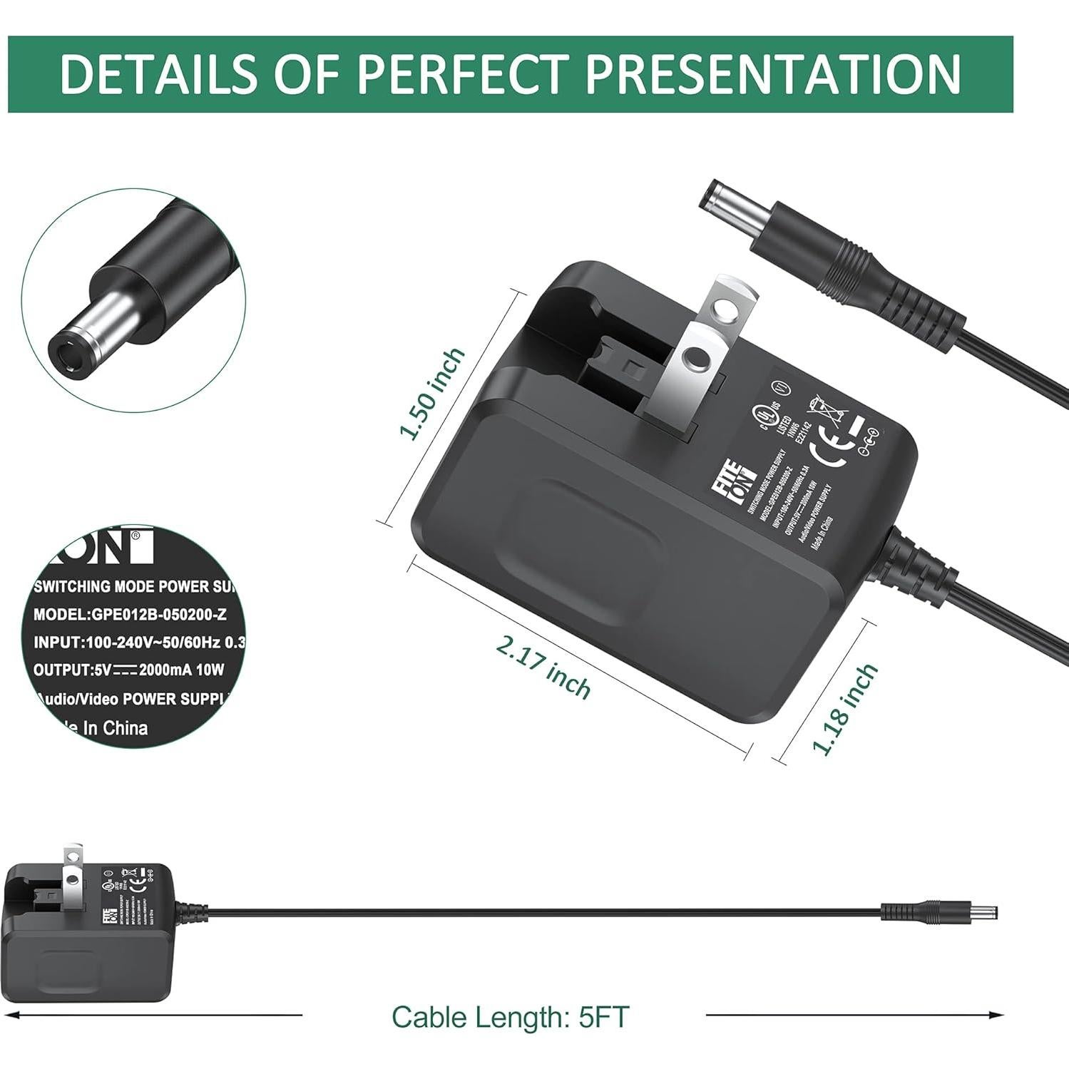 Adaptador de Alimentador Automático FITE ON 5V DC 1.5M
