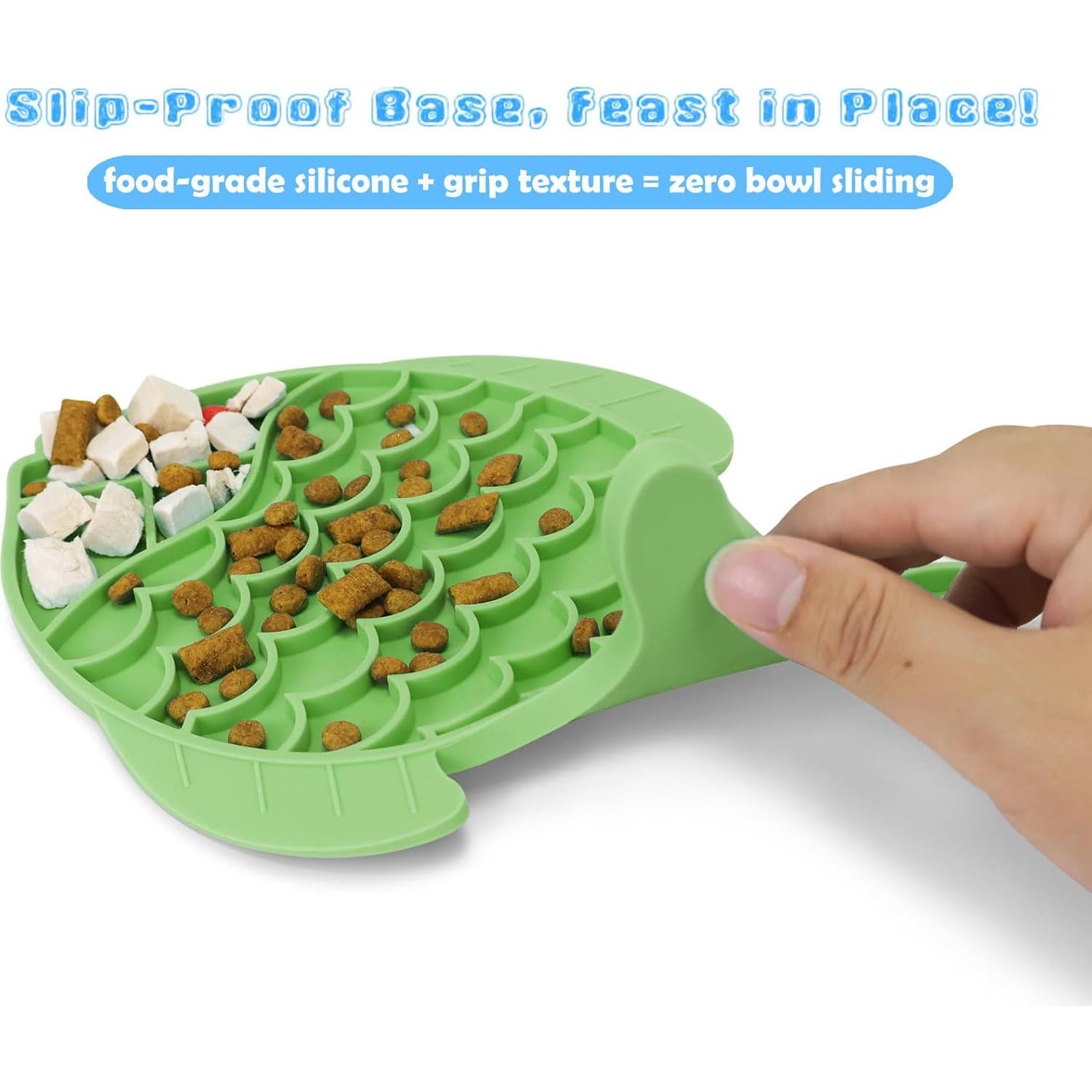 2 Comederos Lentos para Gatos Tekcoo, Silicona Antideslizante