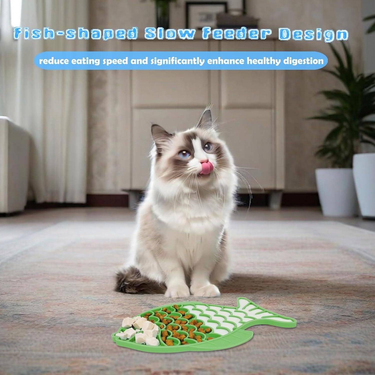 2 Comederos Lentos para Gatos Tekcoo, Silicona Antideslizante