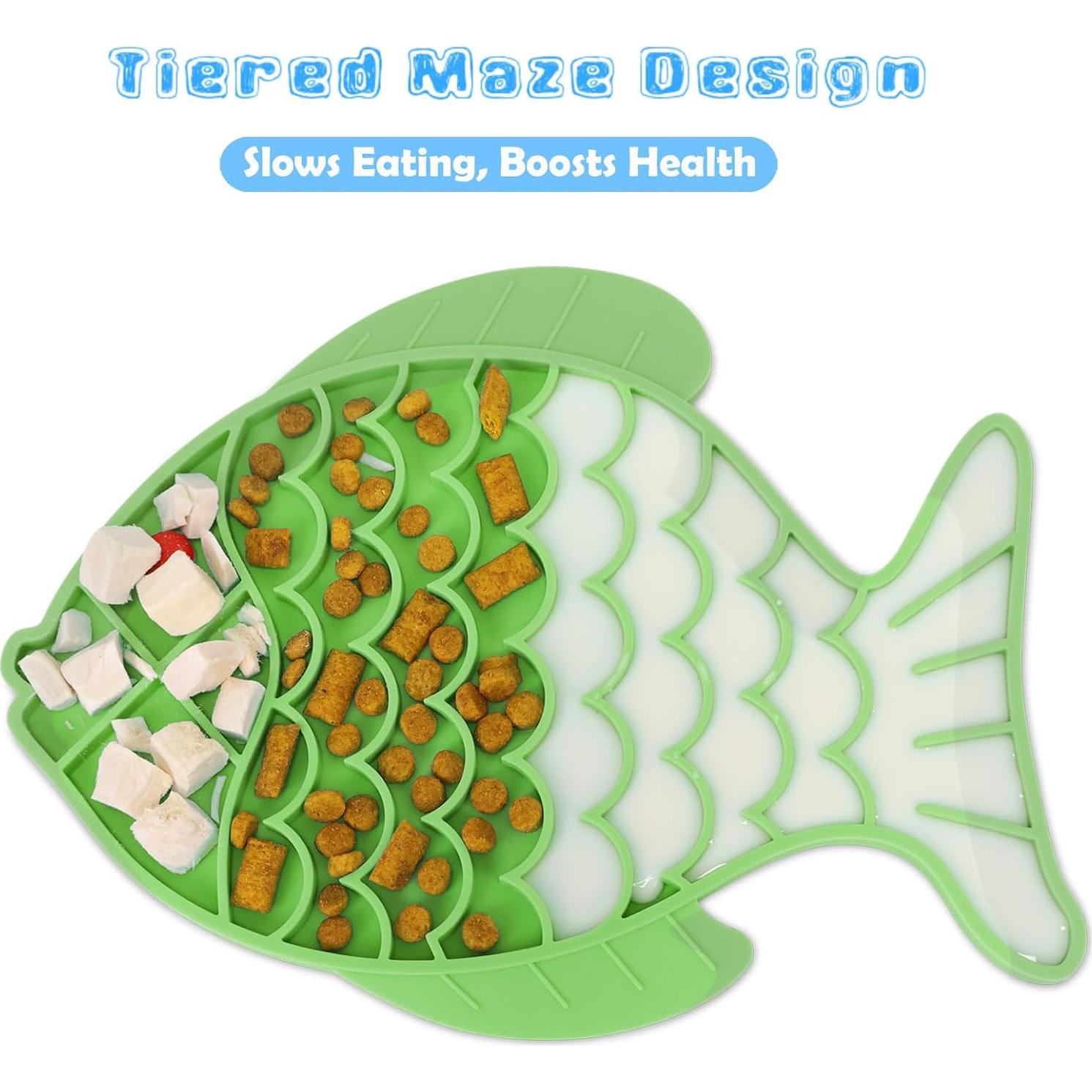 2 Comederos Lentos para Gatos Tekcoo, Silicona Antideslizante