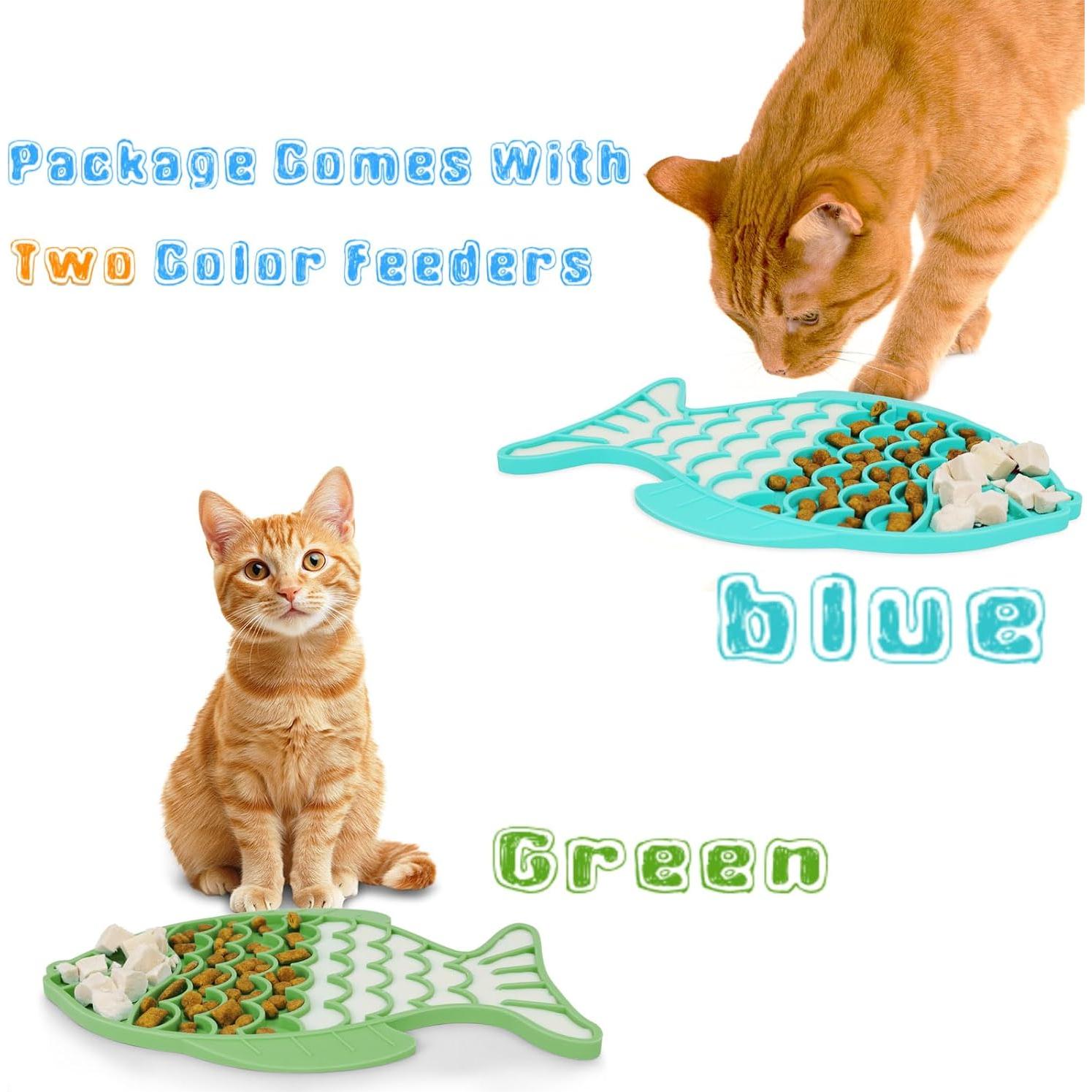 2 Comederos Lentos para Gatos Tekcoo, Silicona Antideslizante