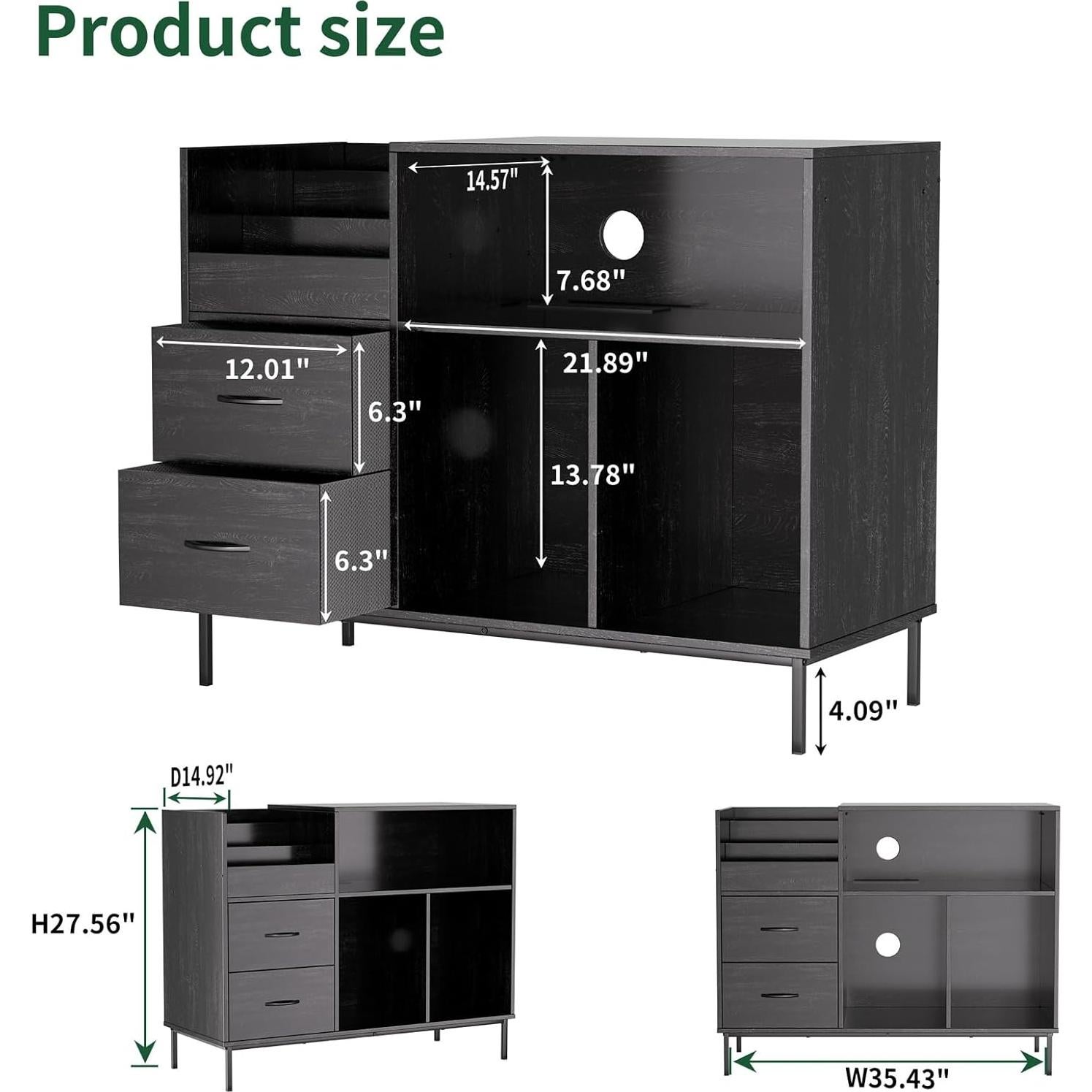 Soporte para Discos WDYLWFHW Mid-Century Negro 70.1 cm