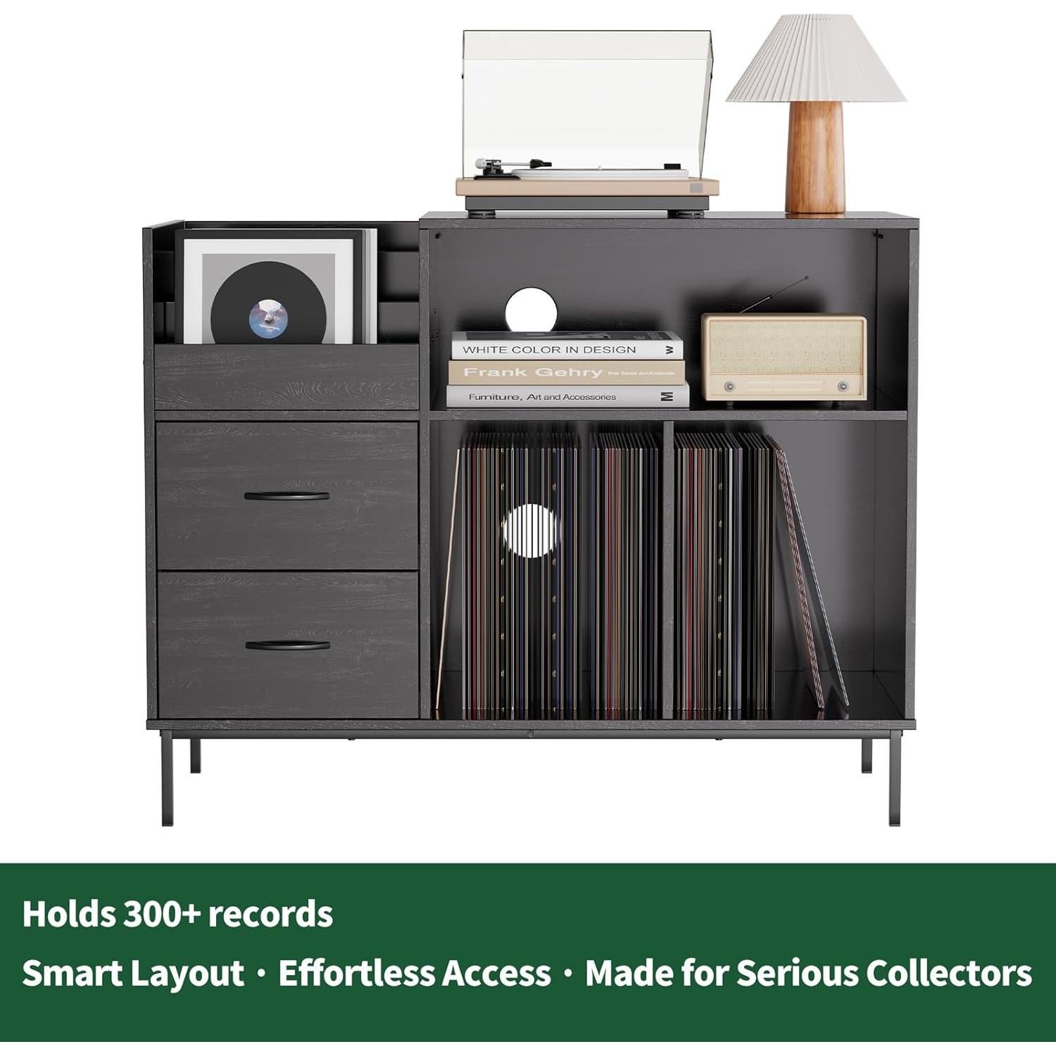 Soporte para Discos WDYLWFHW Mid-Century Negro 70.1 cm