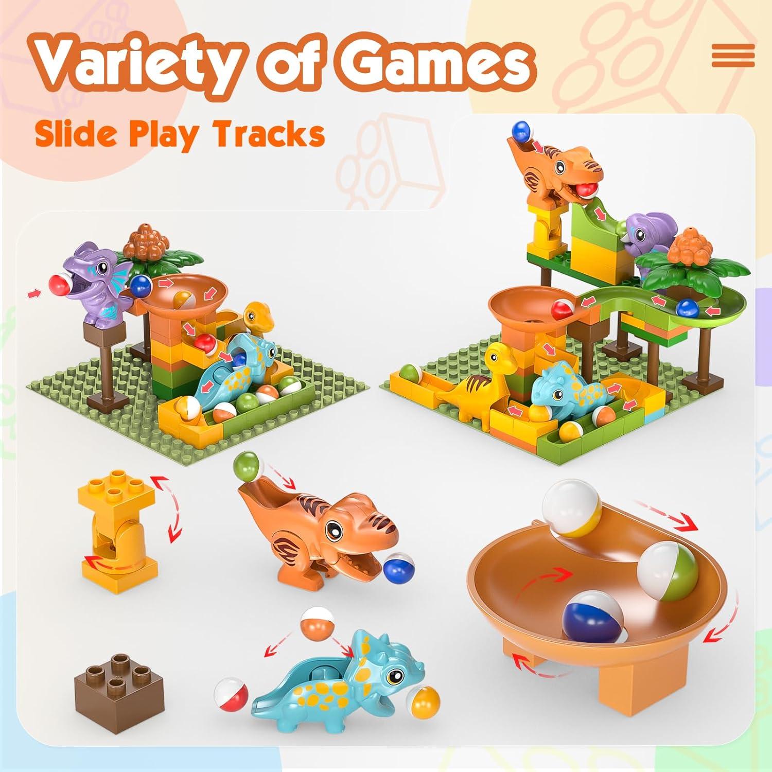 Carrera de Canicas Dinosaurios JIN SHENG 4 Pistas Verde