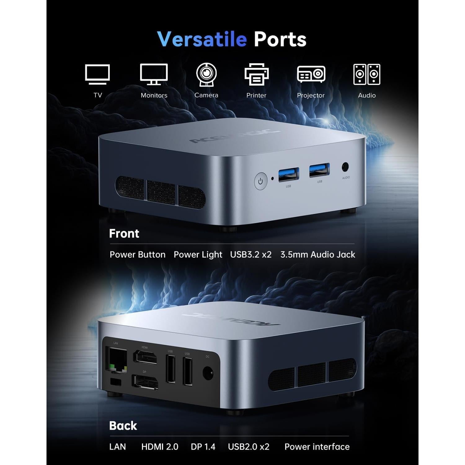 Mini PC ACEMAGIC V1, Intel N95, 16GB RAM, 256GB SSD, 4K