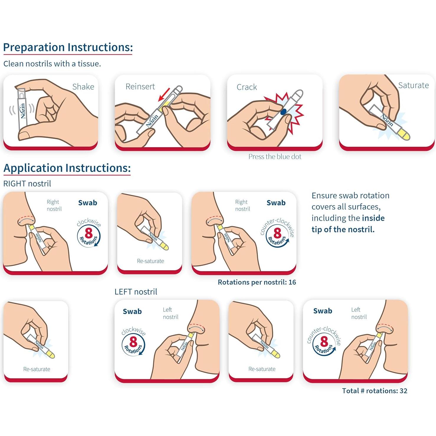 Nozin Sanitizante Nasal Antisético 10 Ampules 62% Alcohol