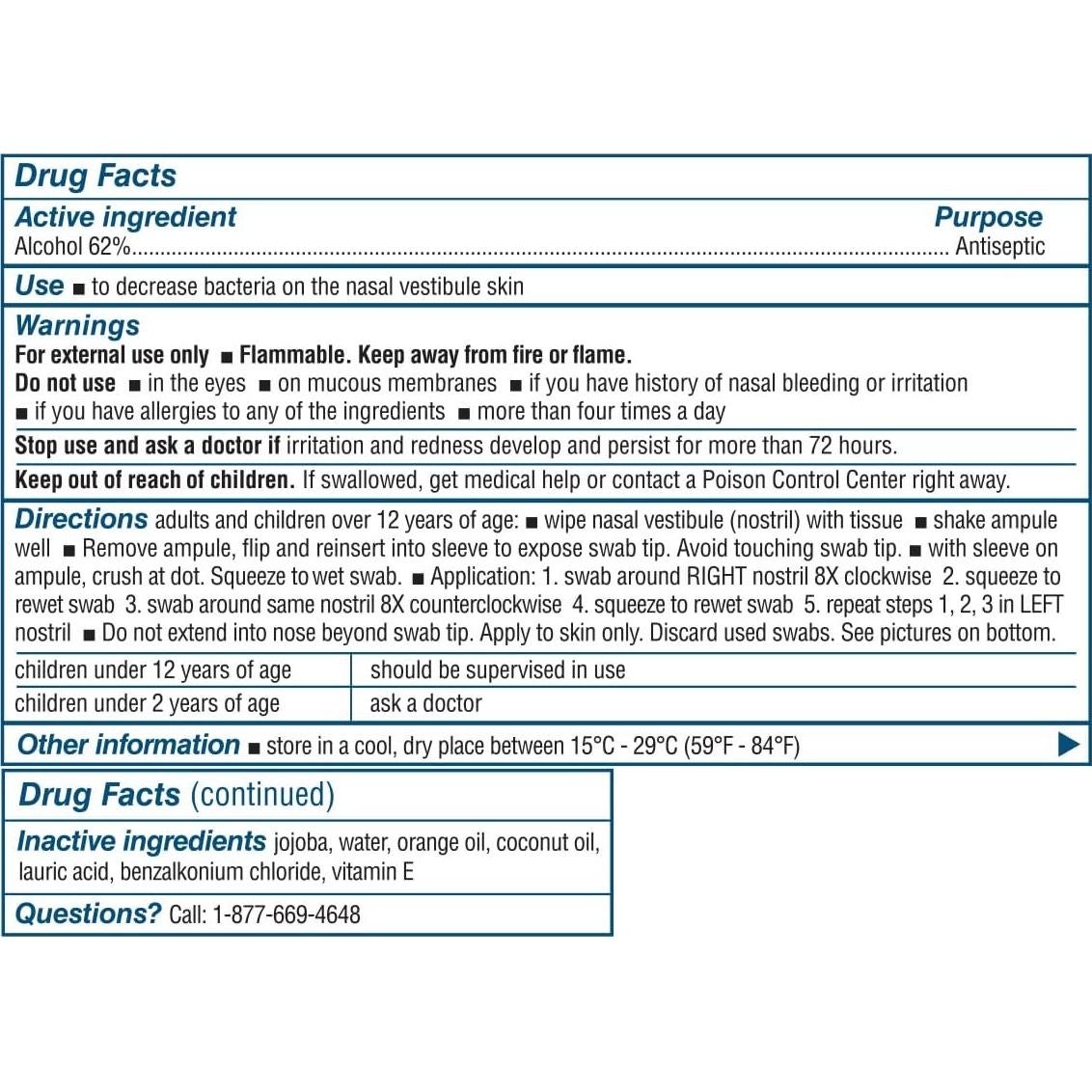Nozin Sanitizante Nasal Antisético 10 Ampules 62% Alcohol