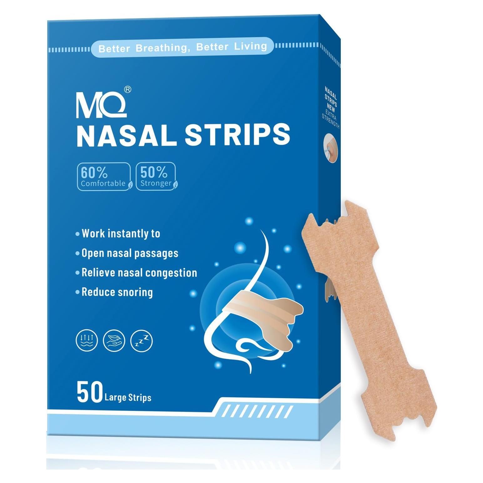 Tiras Nasales MQ Mejoradas para Ronquidos 50 Unidades