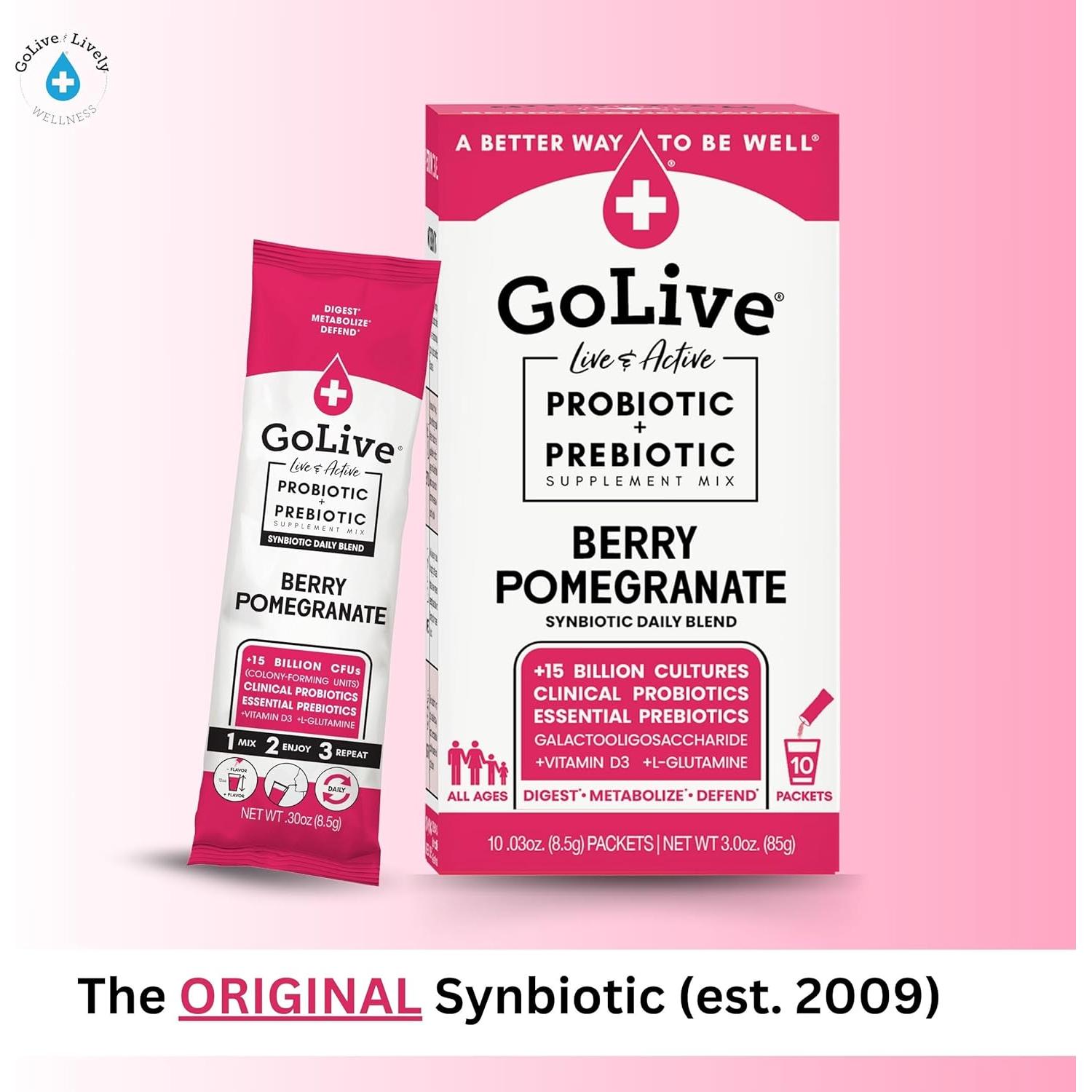 GoLive Sinbiótico Probiotico Baya Granada 283.5g - Salud Intestinal