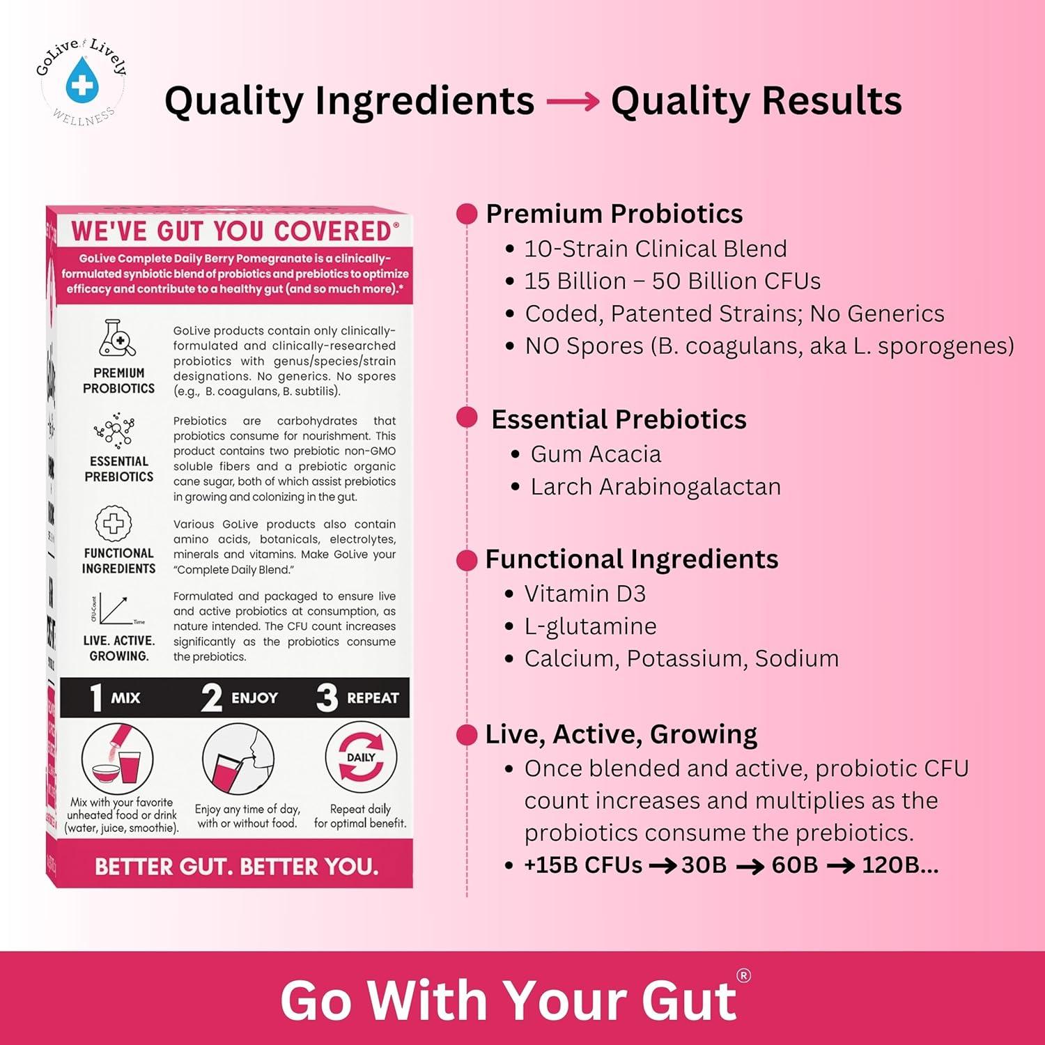 GoLive Sinbiótico Probiotico Baya Granada 283.5g - Salud Intestinal