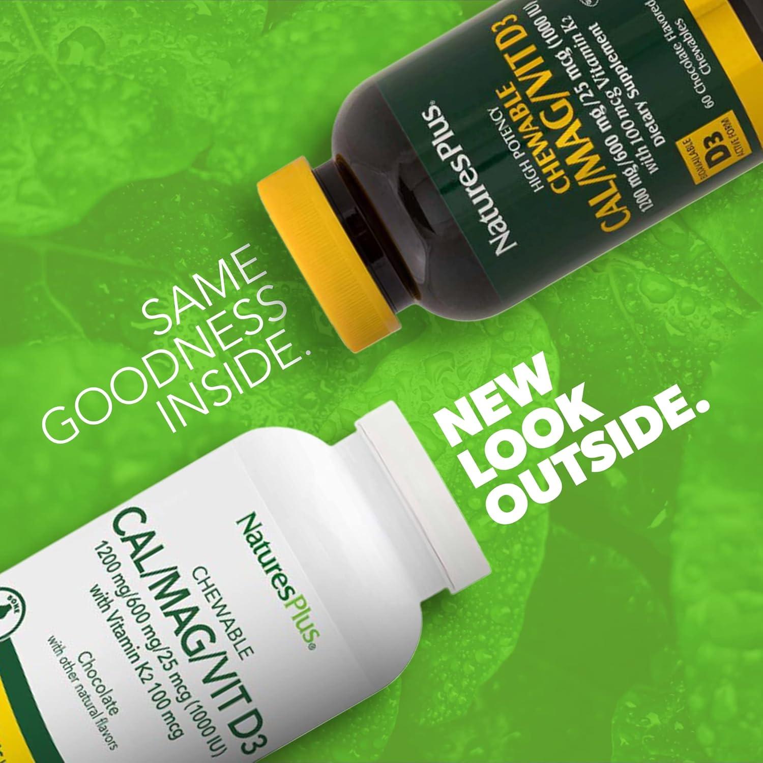 Suplemento NaturesPlus Calcio Magnesio Vit D3 K2 60 Tabletas Masticables Chocolate