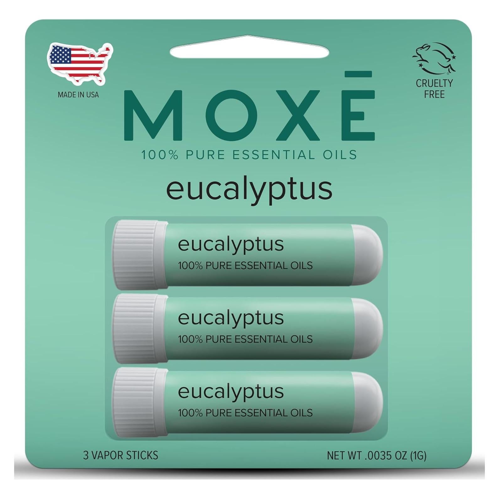 Inhalador Nasal MOXĒ Eucalipto 100% Puro - Paquete de 3