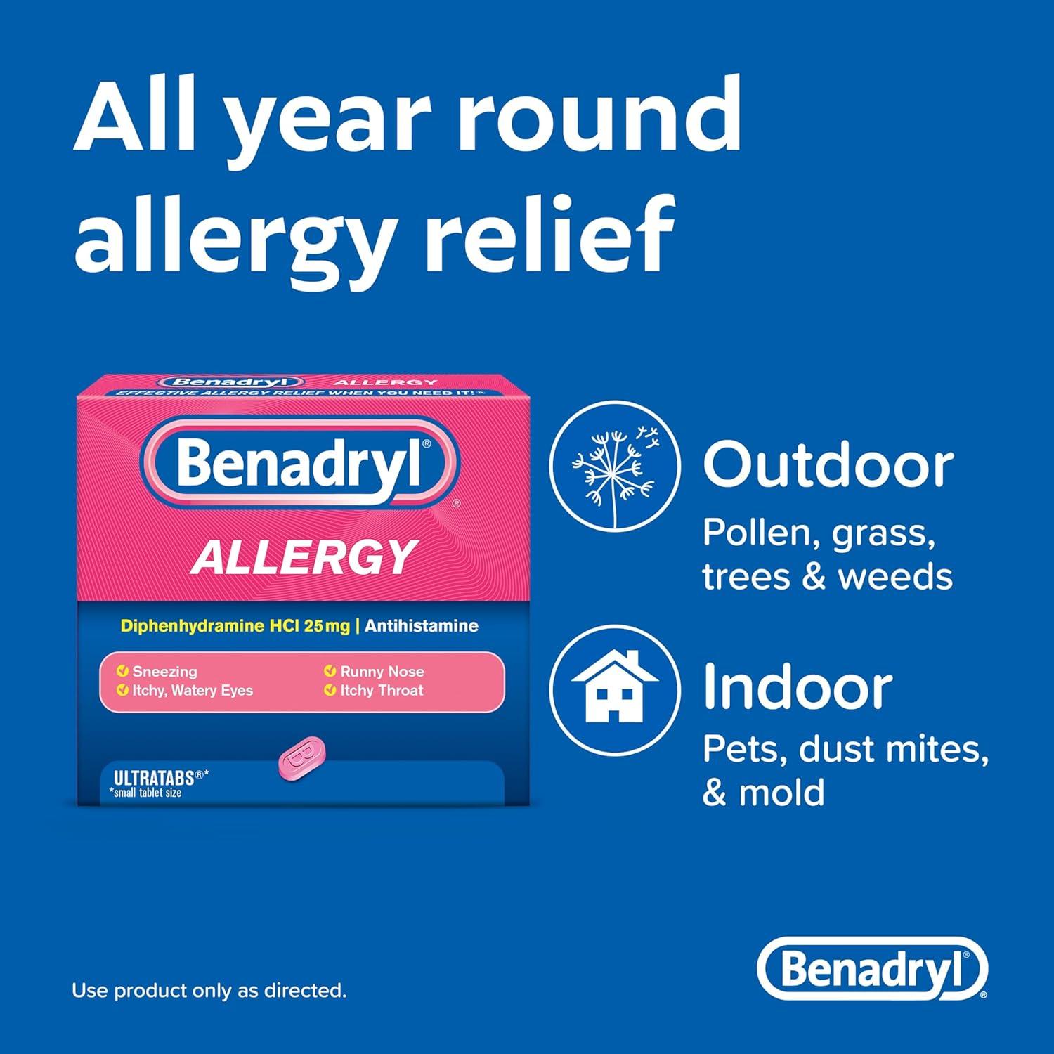 Benadryl Ultratabs 25 mg Antihistamínico Alivio Alergias 24 ct