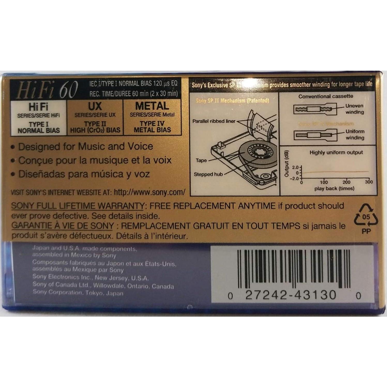 Cinta de Casete Sony Hi Fi C-60HFB 60 Minutos Normal