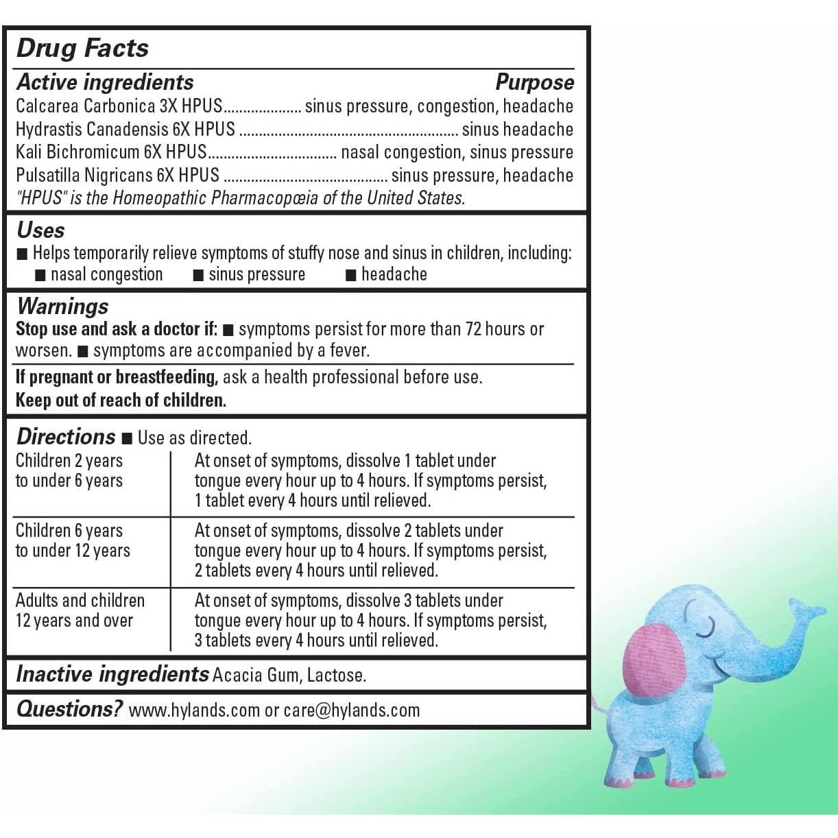 Tabletas Hyland's para nariz tapada y senos nasales 50u