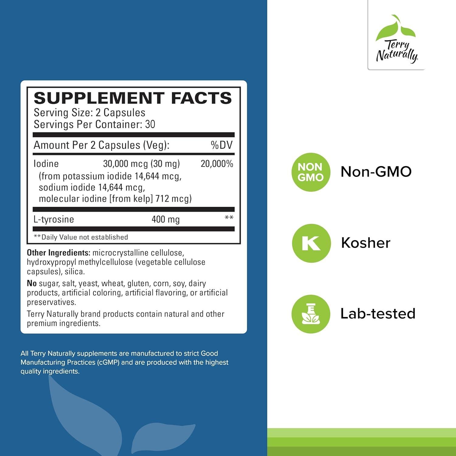 Suplemento Nutricional Terry Naturally Cuidado de Tiroides 60 Cápsulas