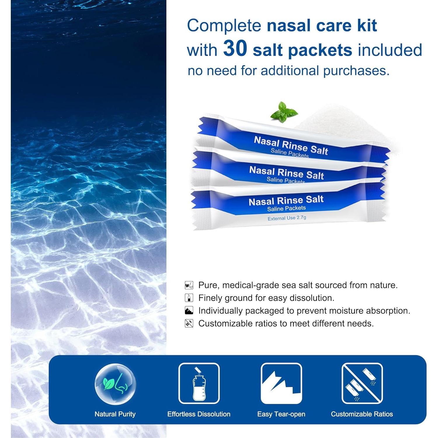 Botella Lavado Nasal MAOEVER 300 ml con 30 Paquetes Sal