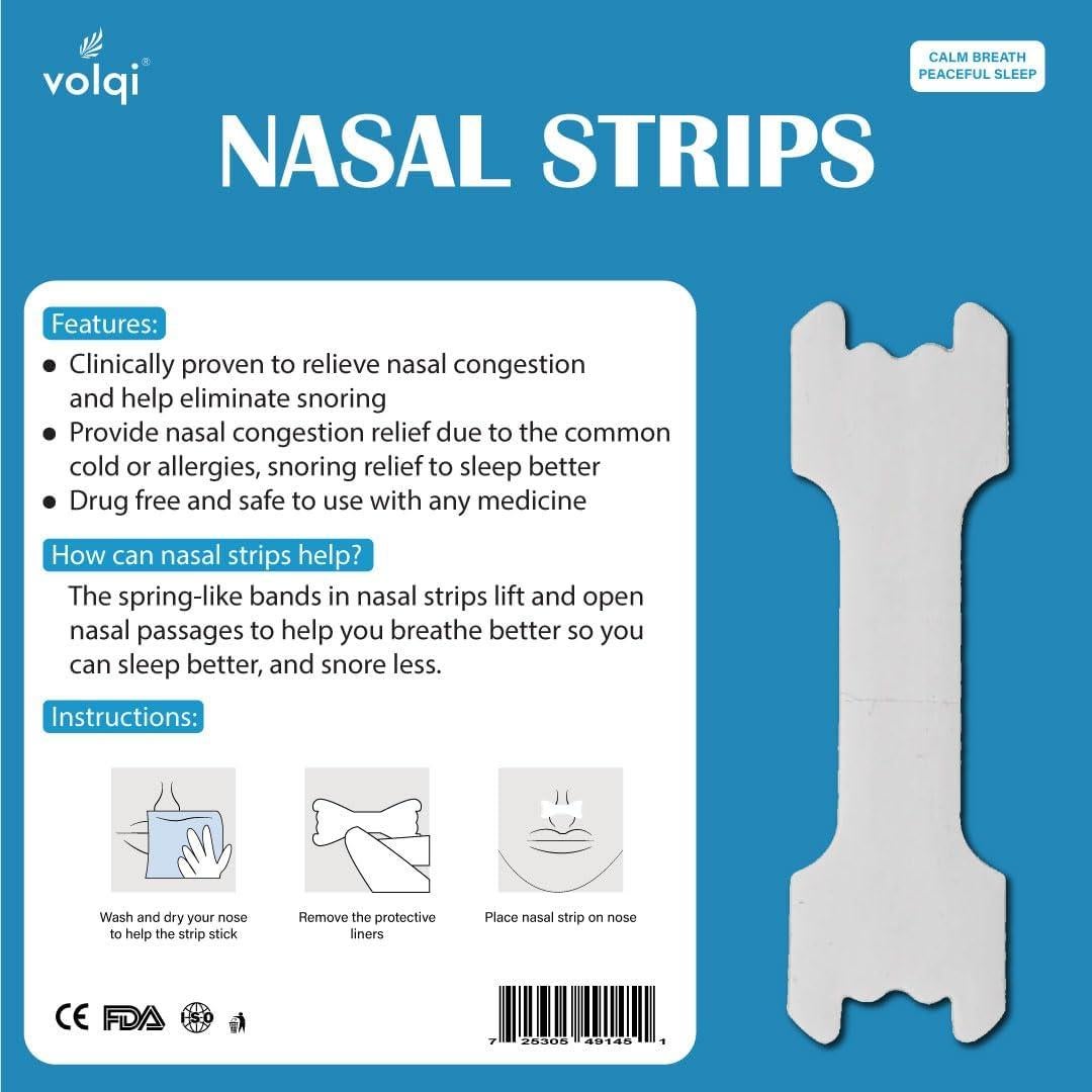Tiras Nasales Volqi Fuerza Extra 60 Unidades Alivio Ronquidos