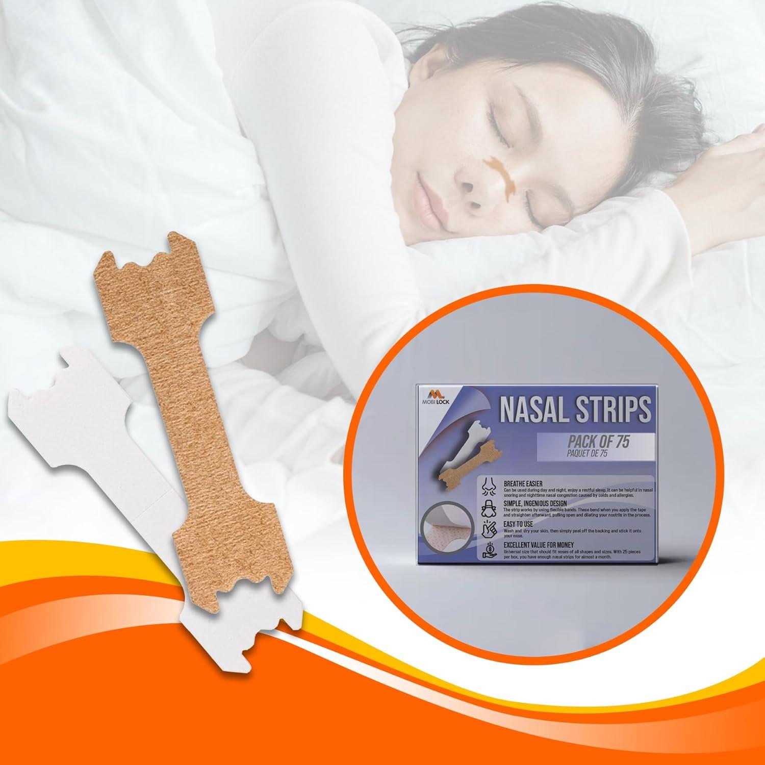 Tira Nasal Anti-Ronquidos Mobi Lock 75 Piezas Pequeñas