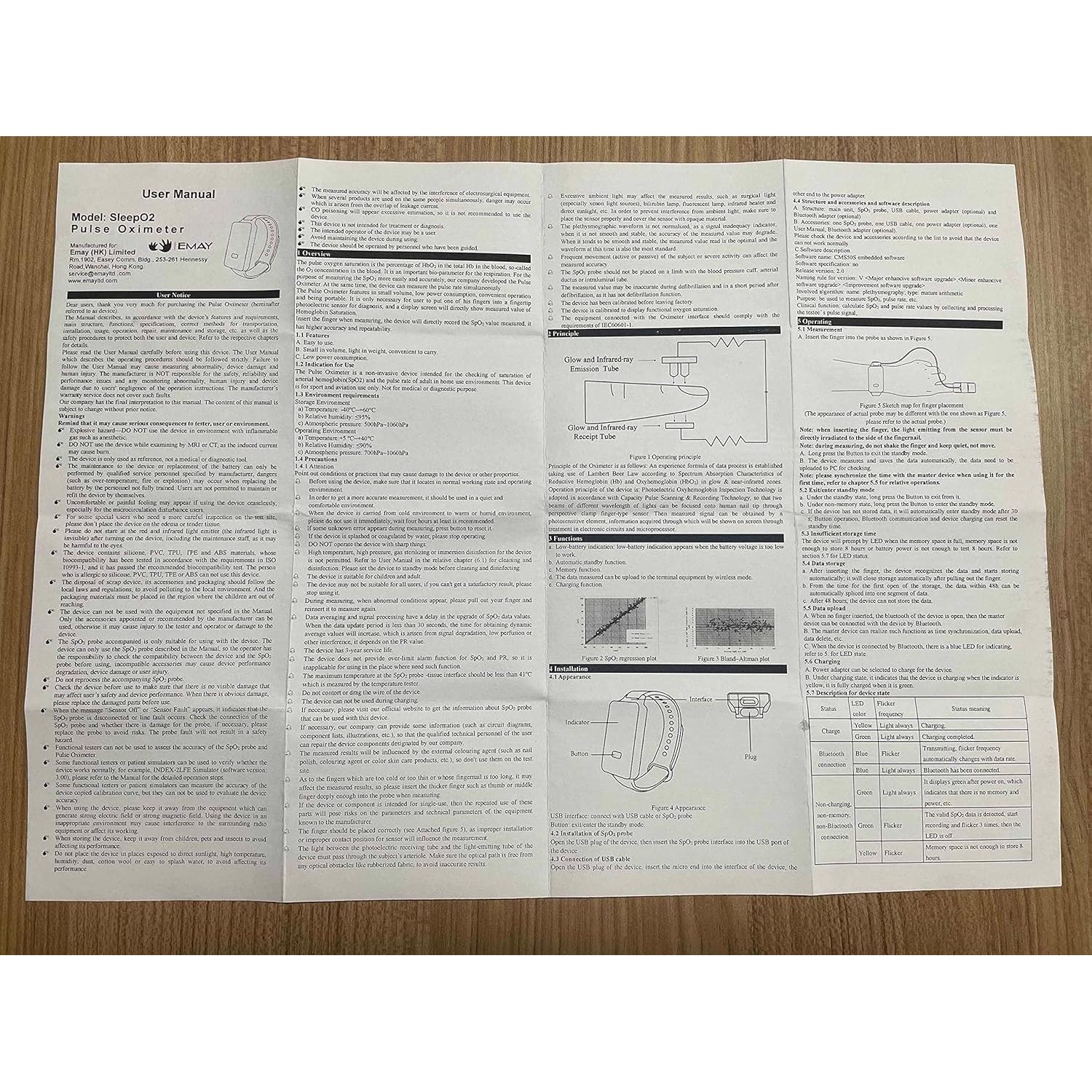 Oxímetro de Pulso EMAY SleepO2 para Muñeca - Registro Continuo