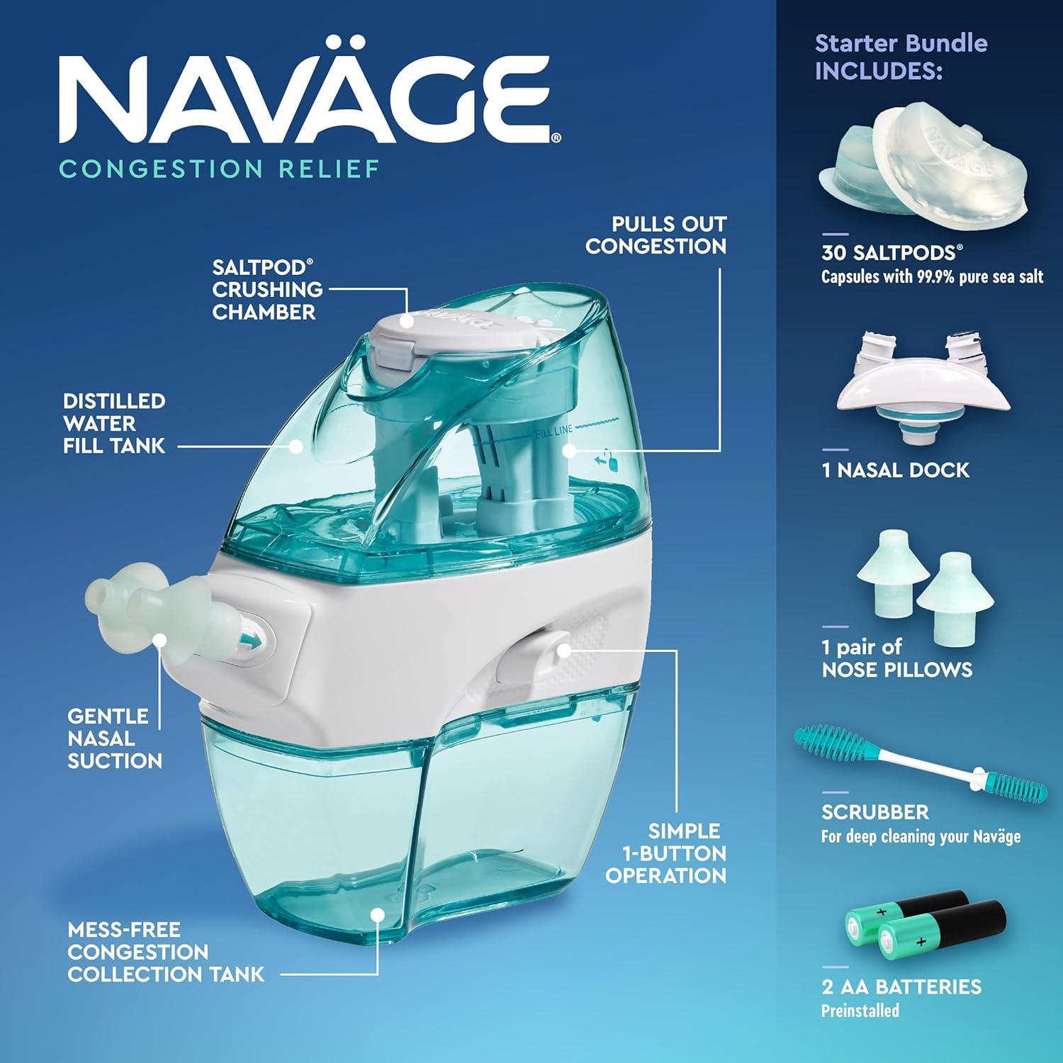 Kit de Irrigación Nasal Navage con 30 Cápsulas de Sal