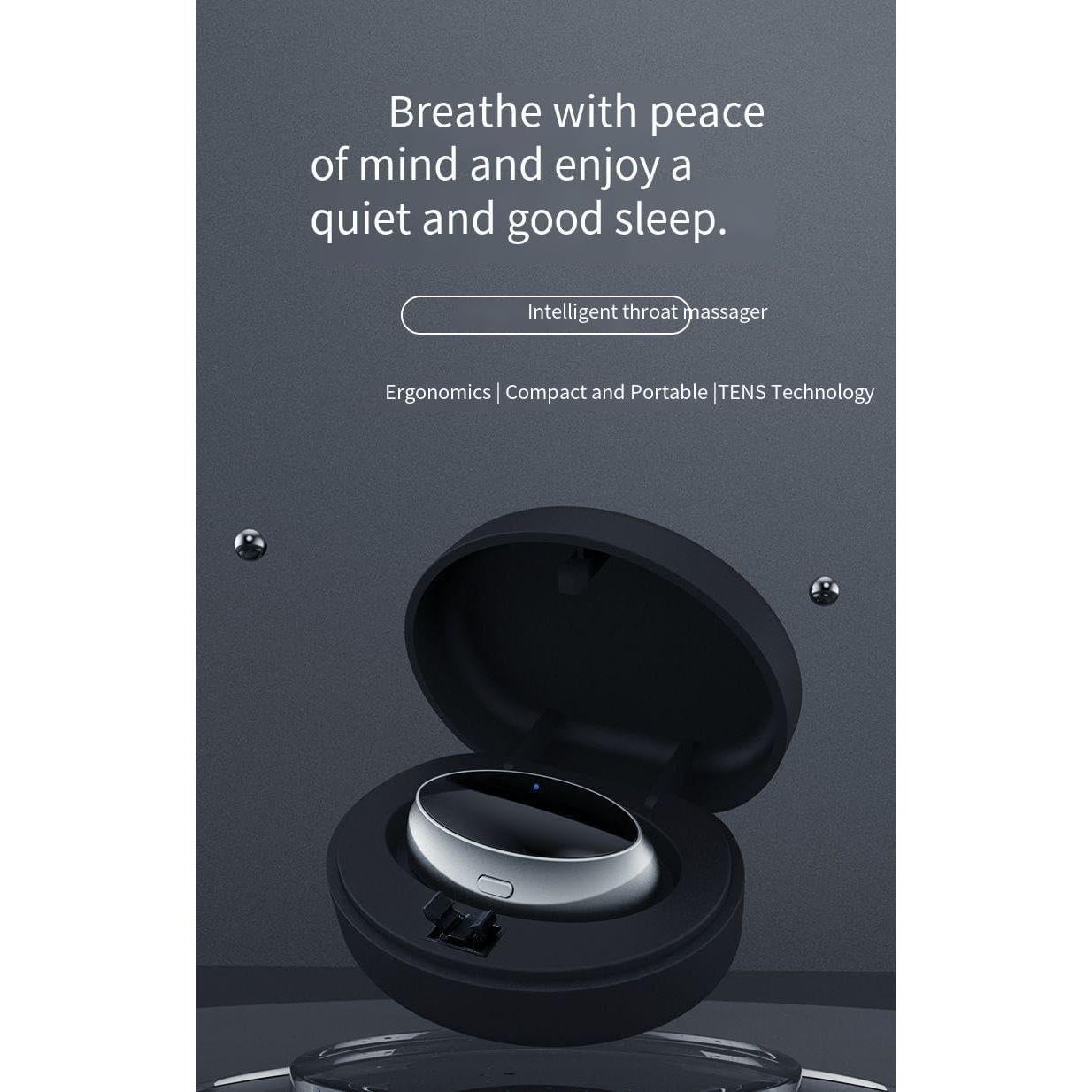 Compact Wireless Charging Case, Black，Electric Sleep Apnea Device, Good Sleep,Type C Rechargeable, Portable, Throat Pulse Stop Snoring Device,Electric Snoring Corrector