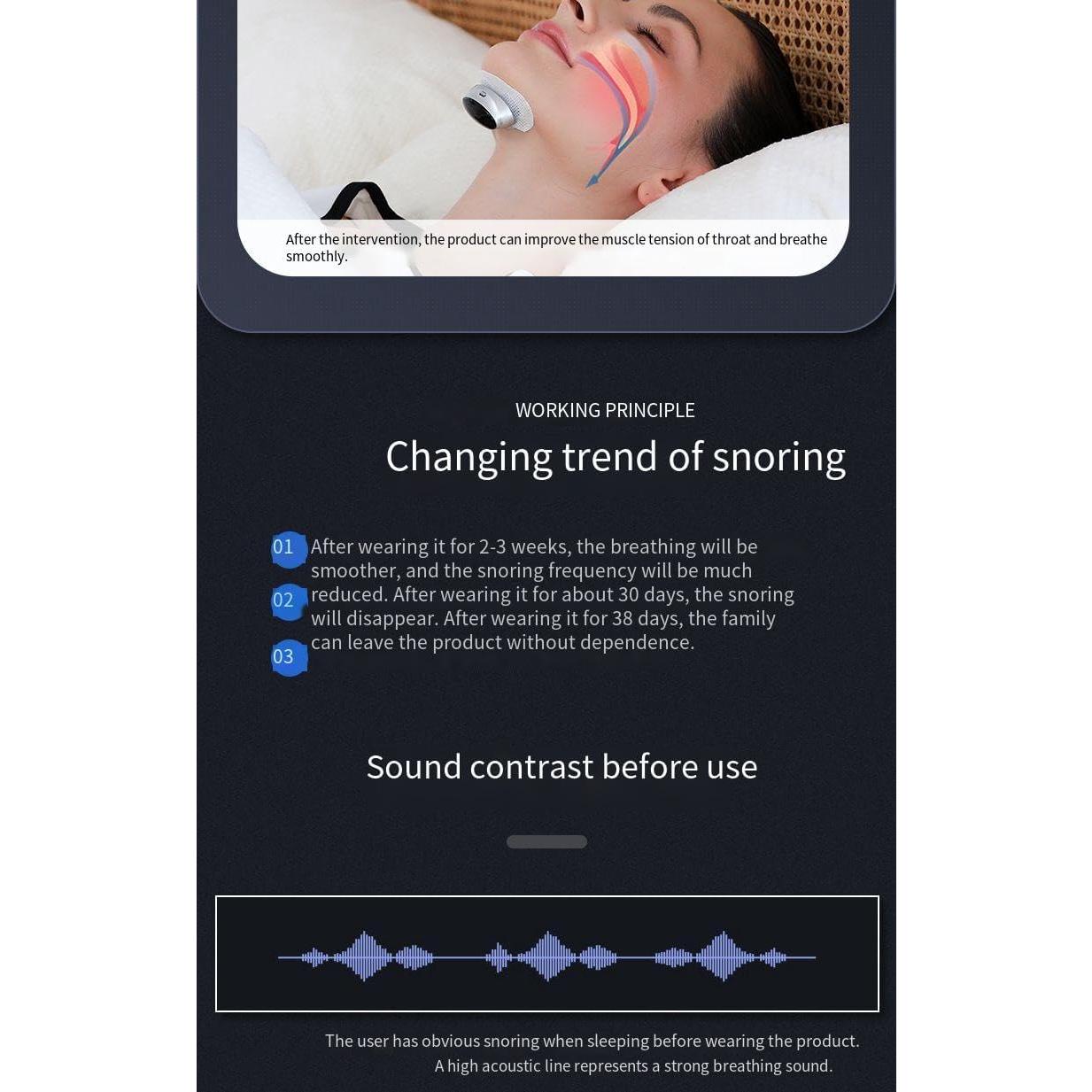 Compact Wireless Charging Case, Black，Electric Sleep Apnea Device, Good Sleep,Type C Rechargeable, Portable, Throat Pulse Stop Snoring Device,Electric Snoring Corrector