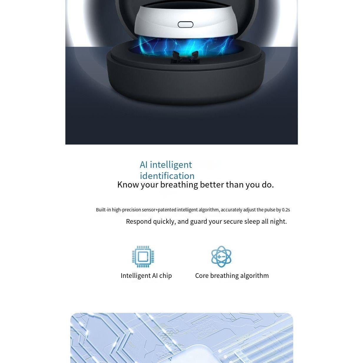 Compact Wireless Charging Case, Black，Electric Sleep Apnea Device, Good Sleep,Type C Rechargeable, Portable, Throat Pulse Stop Snoring Device,Electric Snoring Corrector