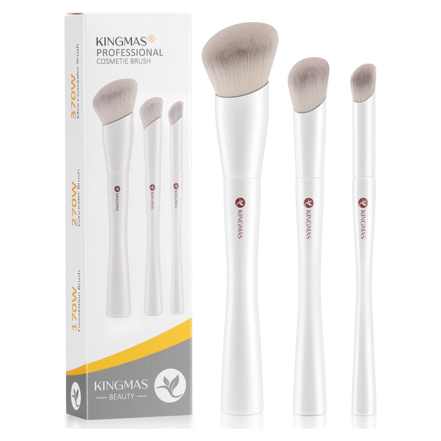 Set de Brochas de Maquillaje KINGMAS 3Pcs Kabuki Blanca