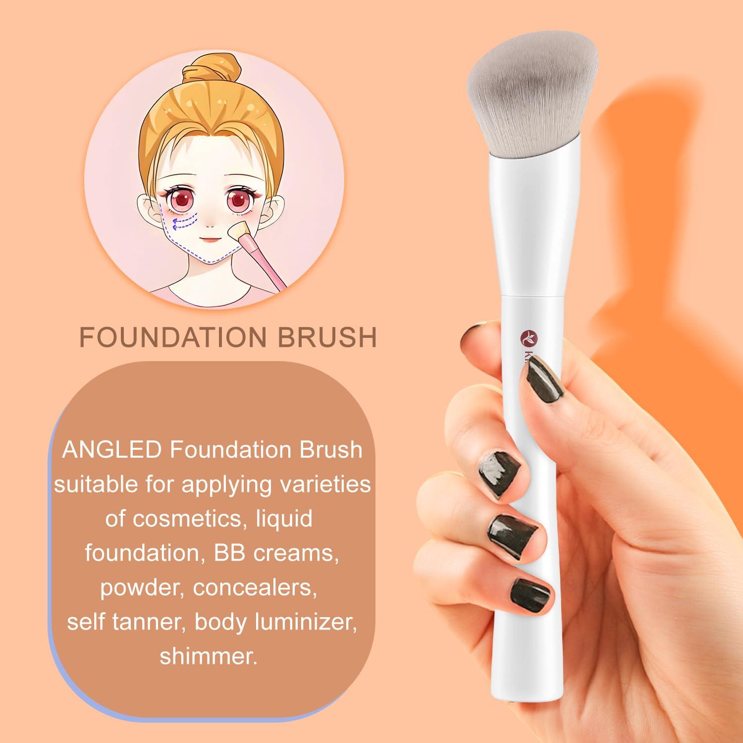 Set de Brochas de Maquillaje KINGMAS 3Pcs Kabuki Blanca