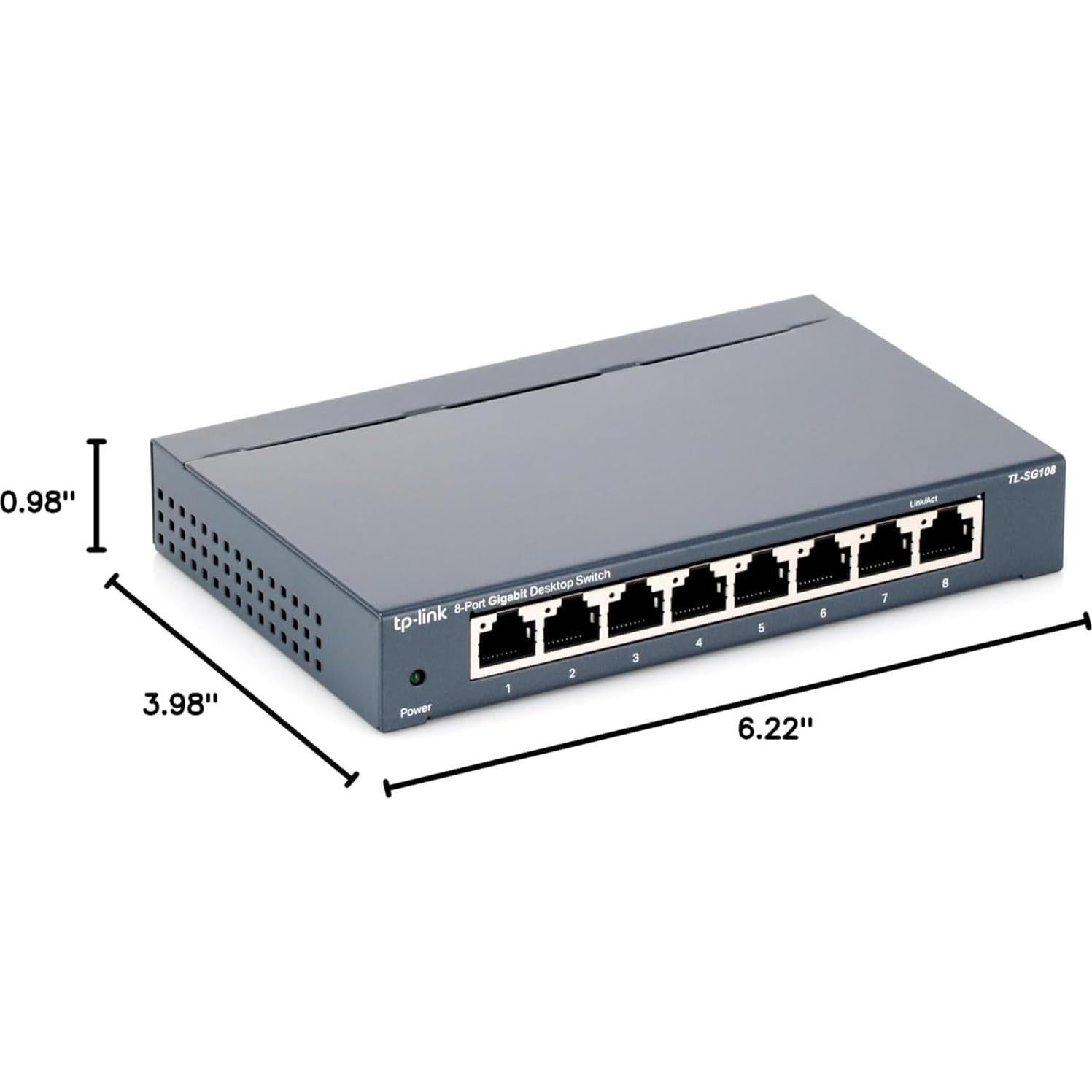 Switch Ethernet Gigabit TP-Link TL-SG108 de 8 Puertos Metal