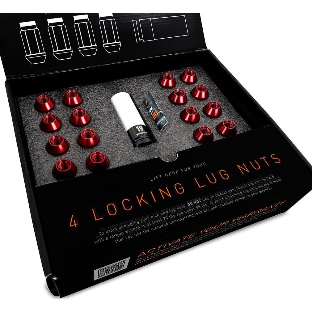 Tuercas de Seguridad Aluminio M12x1.25 Mishimoto Juego 20 Rojo