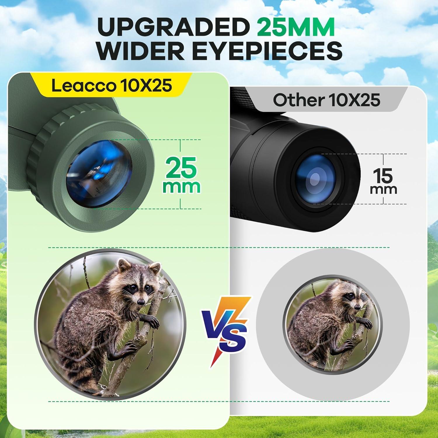 Binoculares Compactos Leacco 10x25 Impermeables Verde Militar