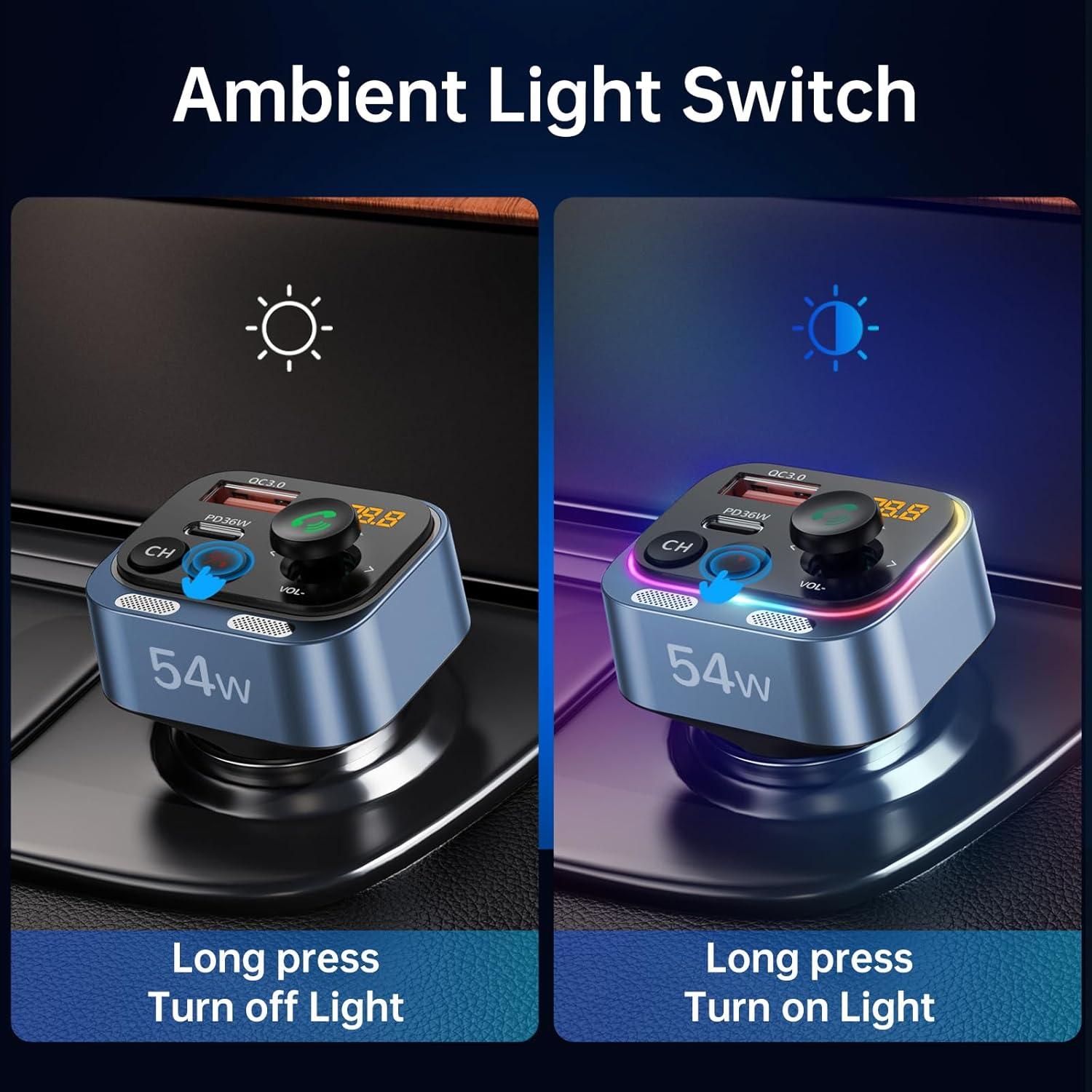 Adaptador Bluetooth 5.4 Syncwire FM Carga Rápida 54W Azul