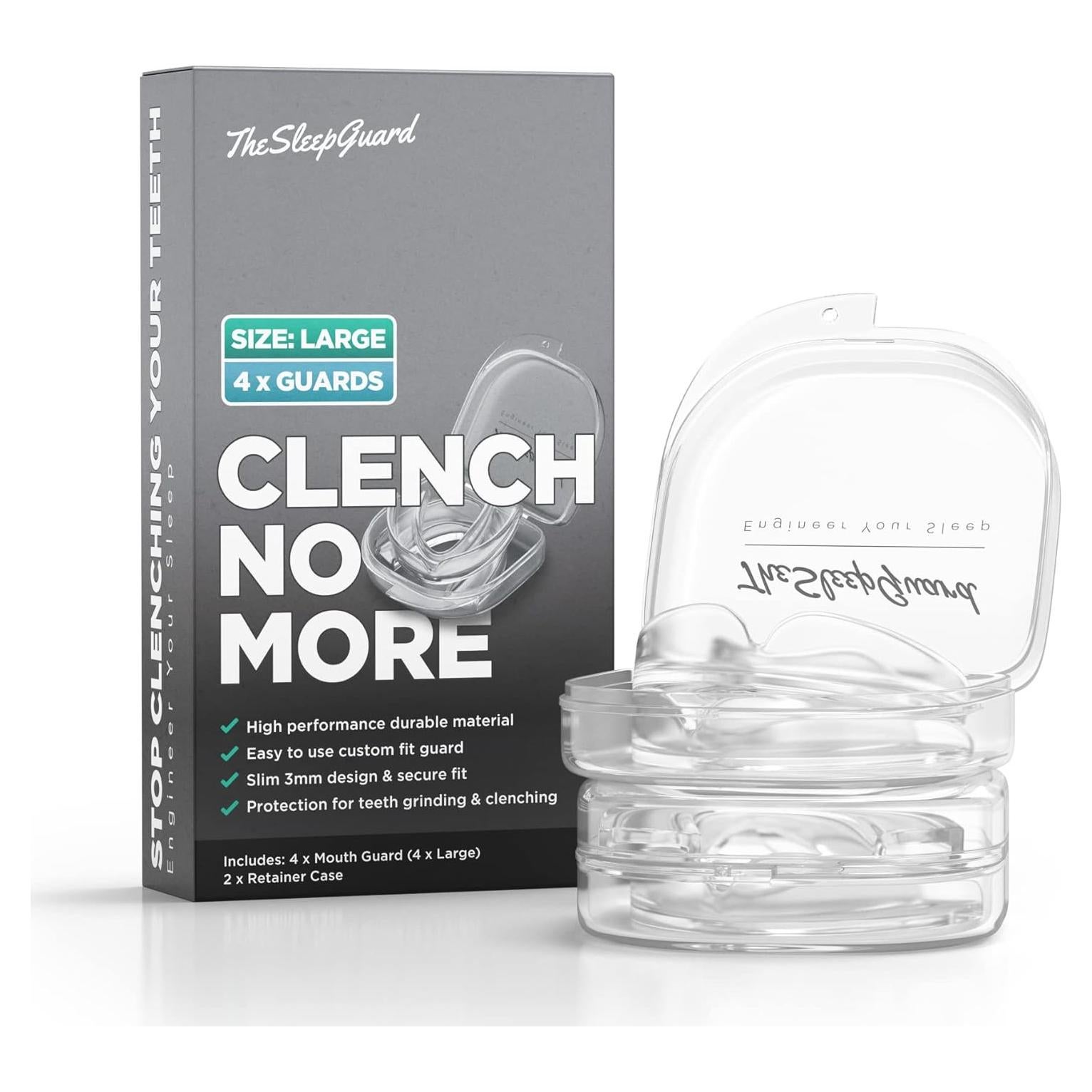 Protector Bucal Clench No More para Bruxismo - Paquete de 4