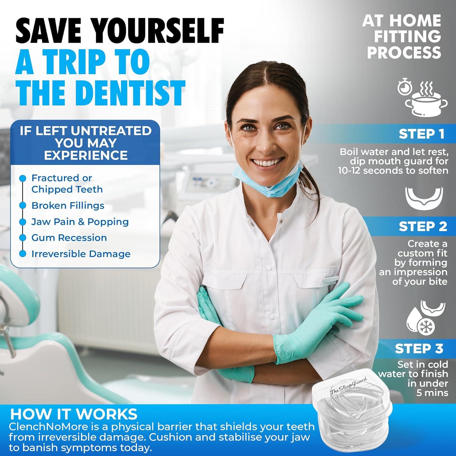 Protector Bucal Clench No More para Bruxismo - Paquete de 4