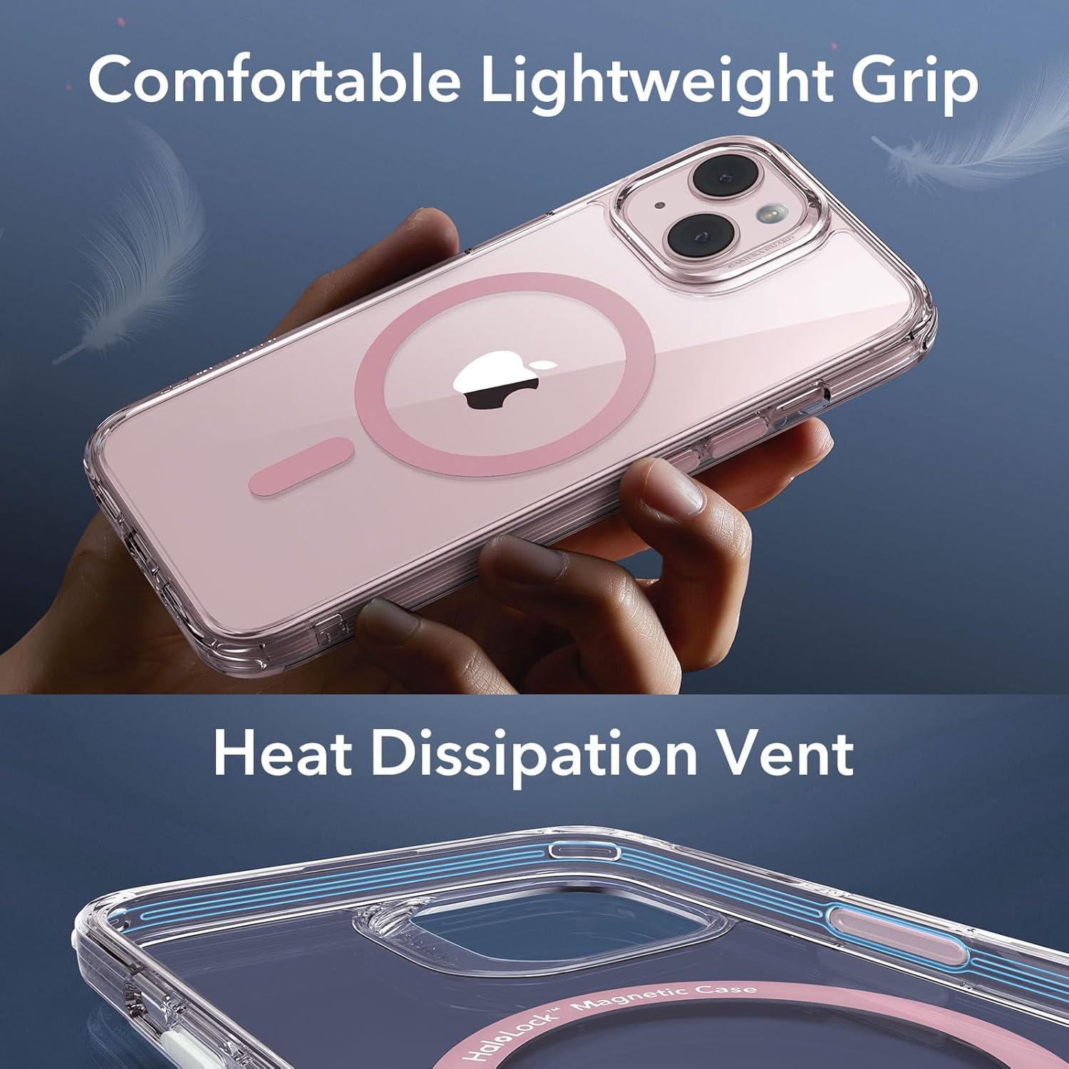 Funda Mate Translúcida ESR para iPhone 15 Rosa Claro