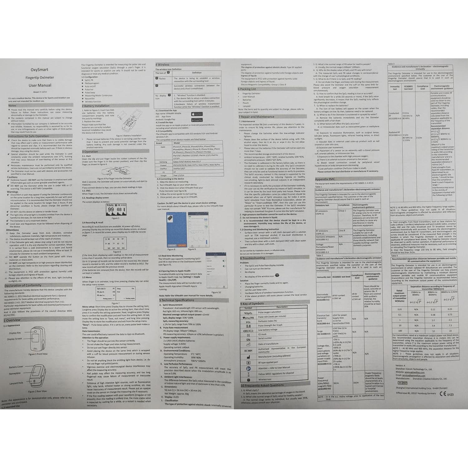 Oxímetro de Pulso Wellue PC-60FW Bluetooth con APP