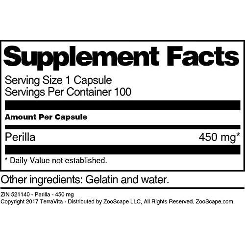 Perilla 450 mg TerraVita - 100 Cápsulas Sin Rellenos