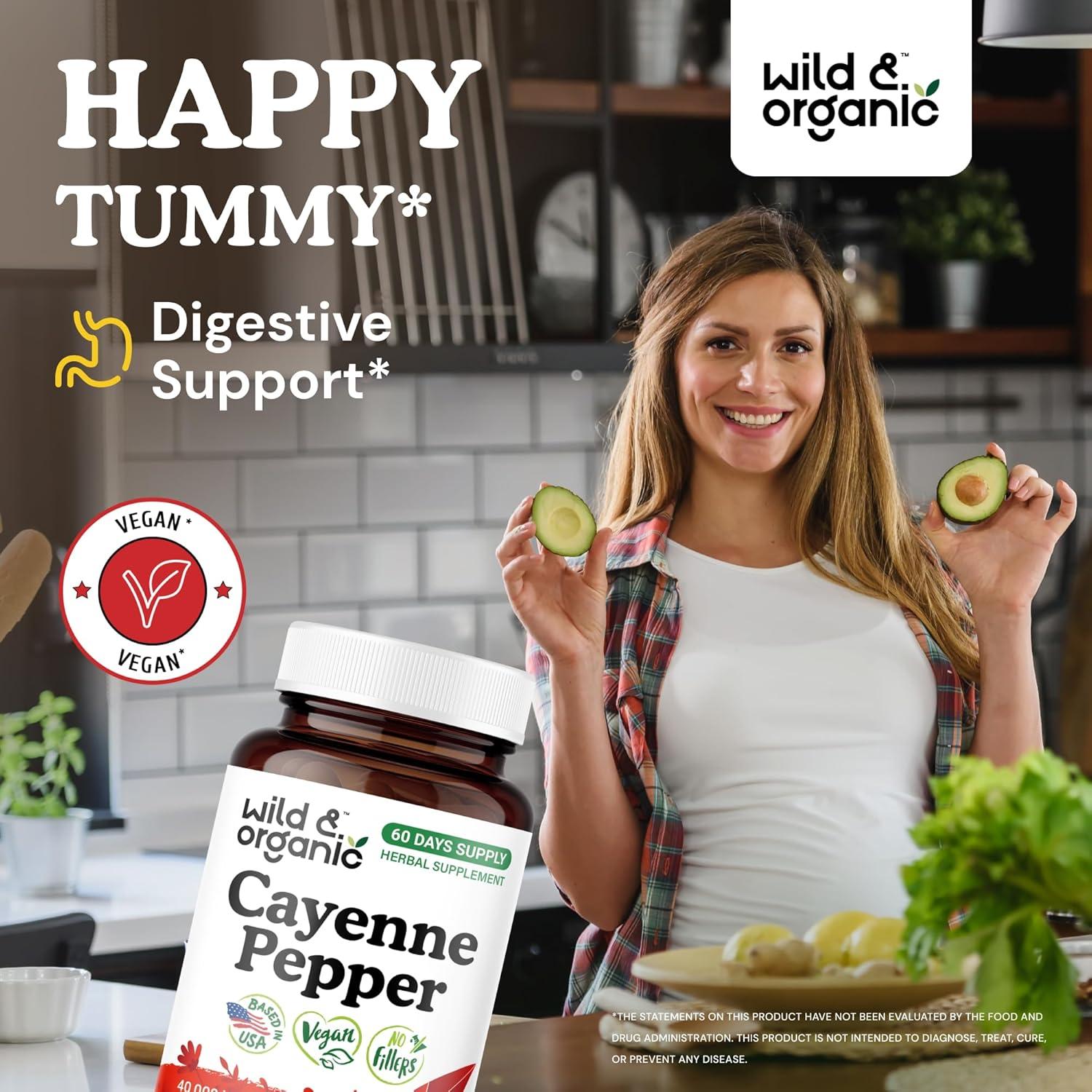 Cápsulas de Pimienta de Cayena Silvestre y Orgánica 500 mg - 60 Unidades