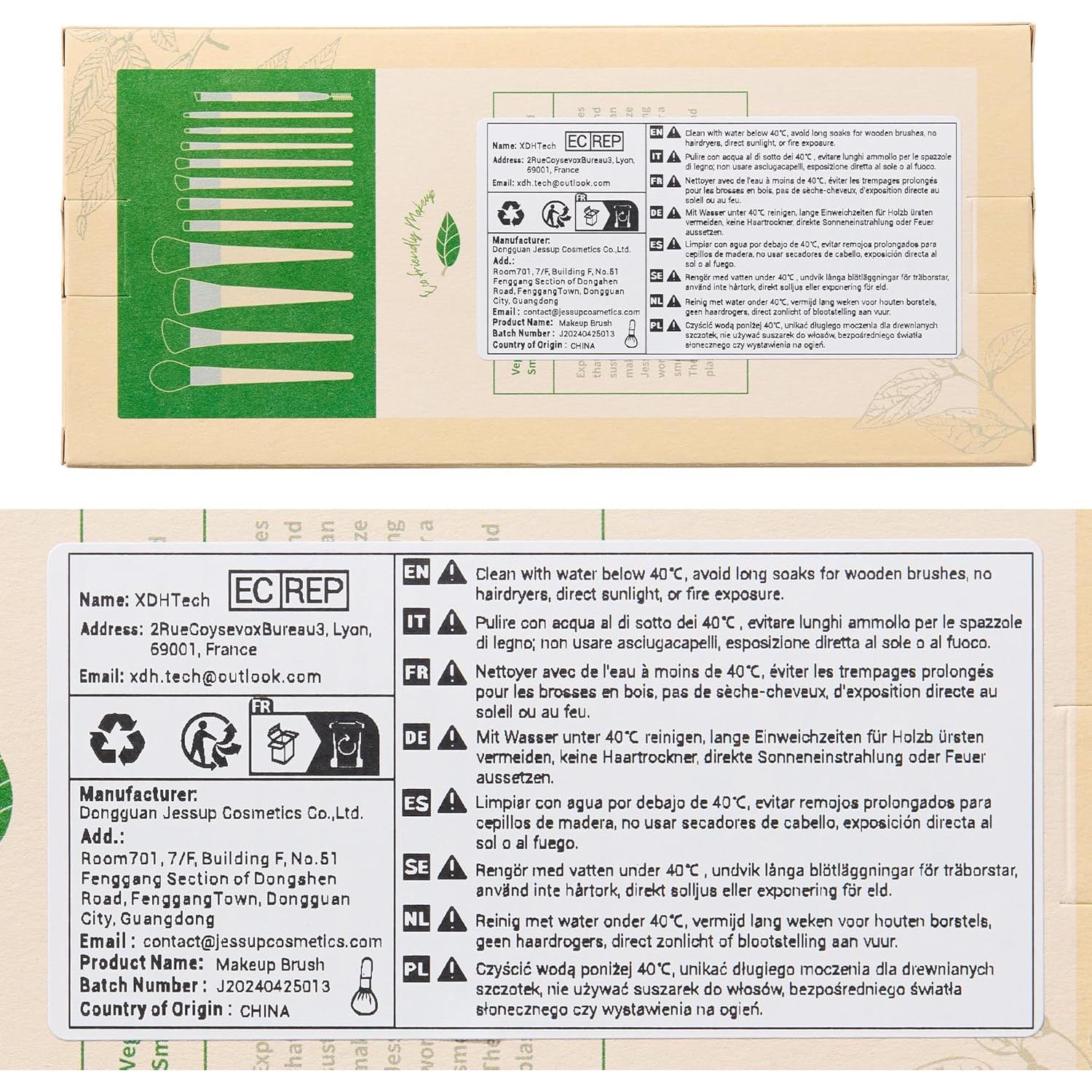 Juego de Brochas de Maquillaje Veganas Jessup 12 Piezas