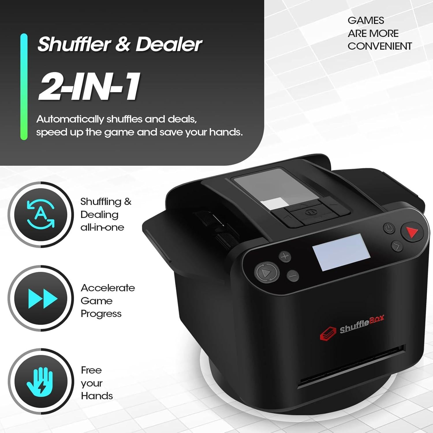 Barajador y Repartidor Automático ShuffleBox G1 Pro - Silencioso, Recargable, Control Remoto