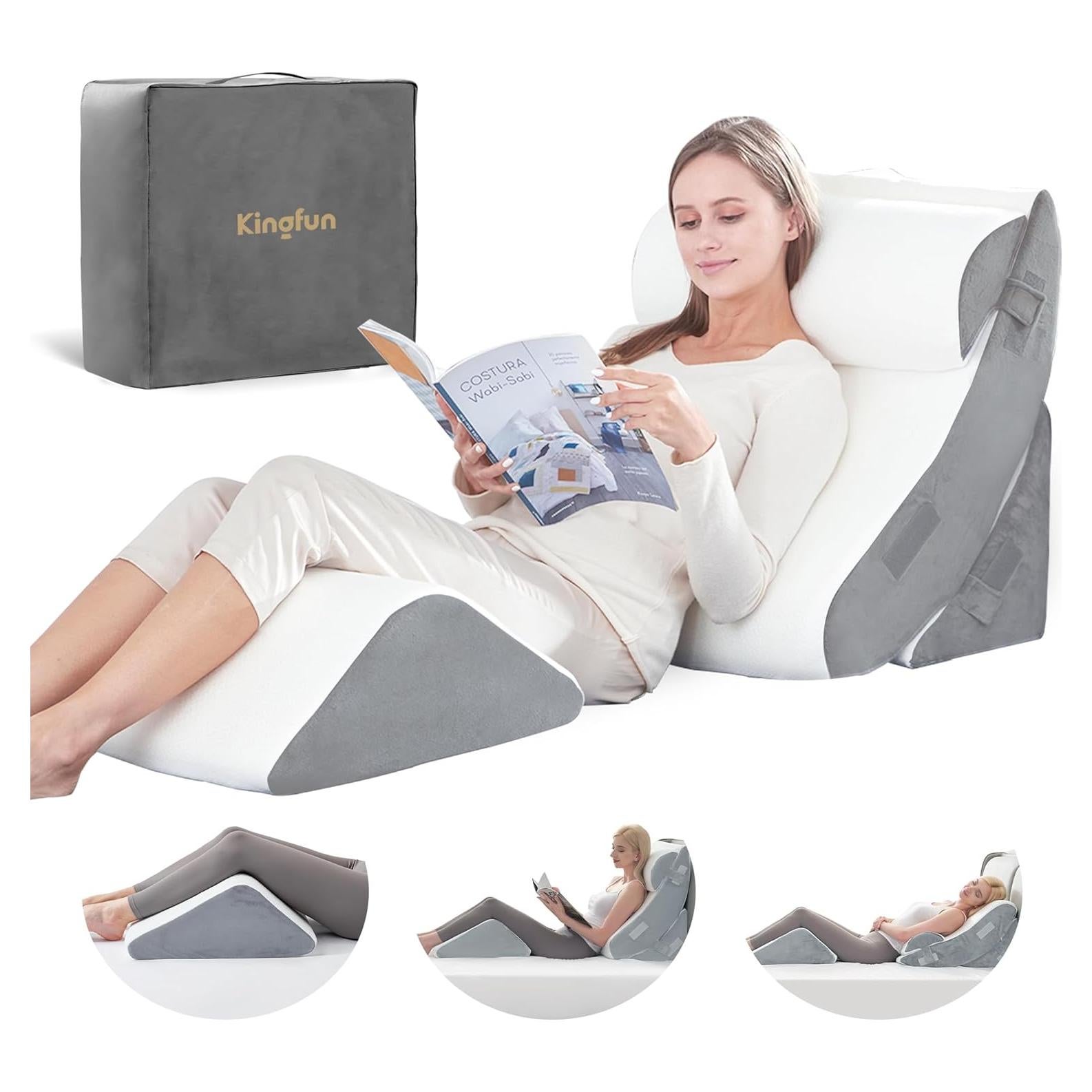 Almohadas en Cuña Kingfun 4 Piezas Espuma Viscoelástica