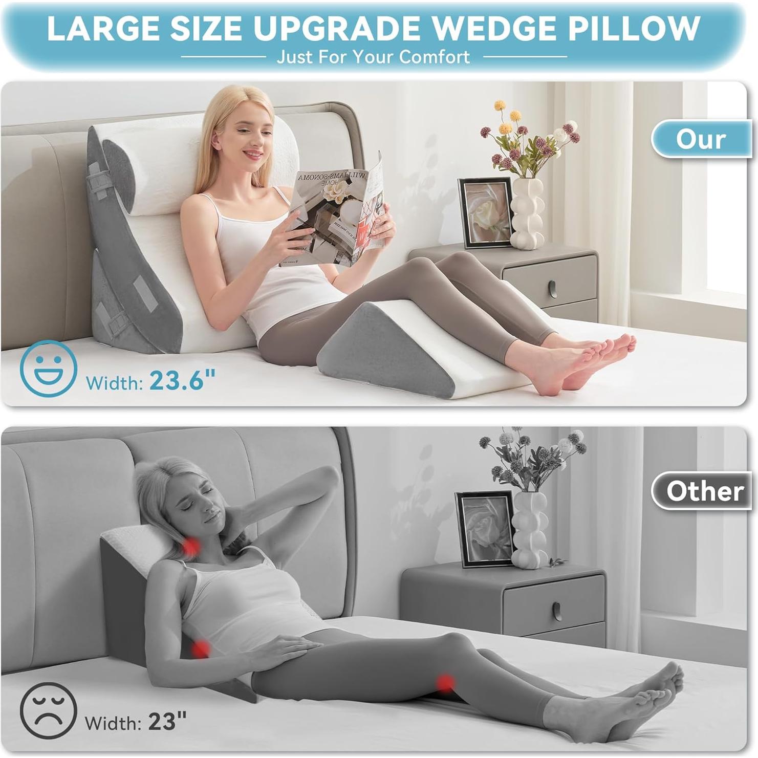 Almohadas en Cuña Kingfun 4 Piezas Espuma Viscoelástica