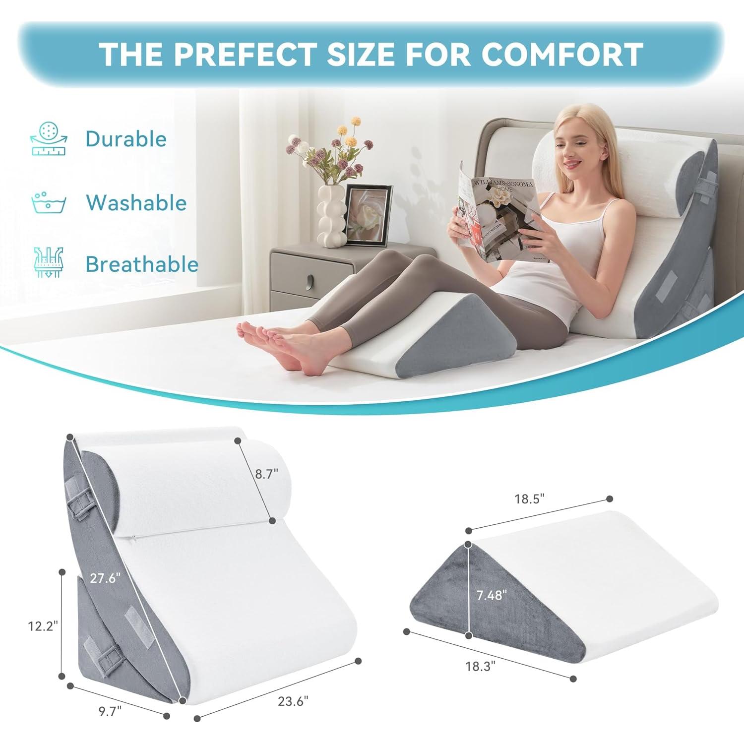 Almohadas en Cuña Kingfun 4 Piezas Espuma Viscoelástica